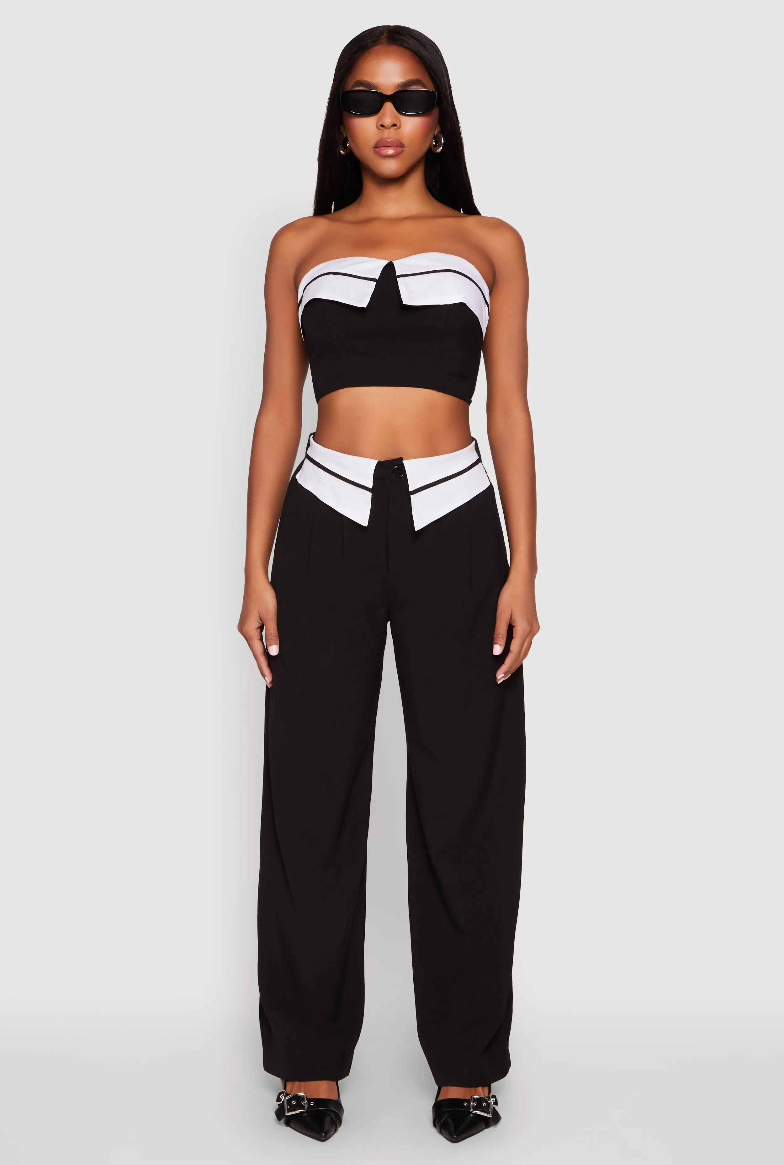 Contrast Trim Fold Over Crop Top sold by Rainbow product image thumbnail 3