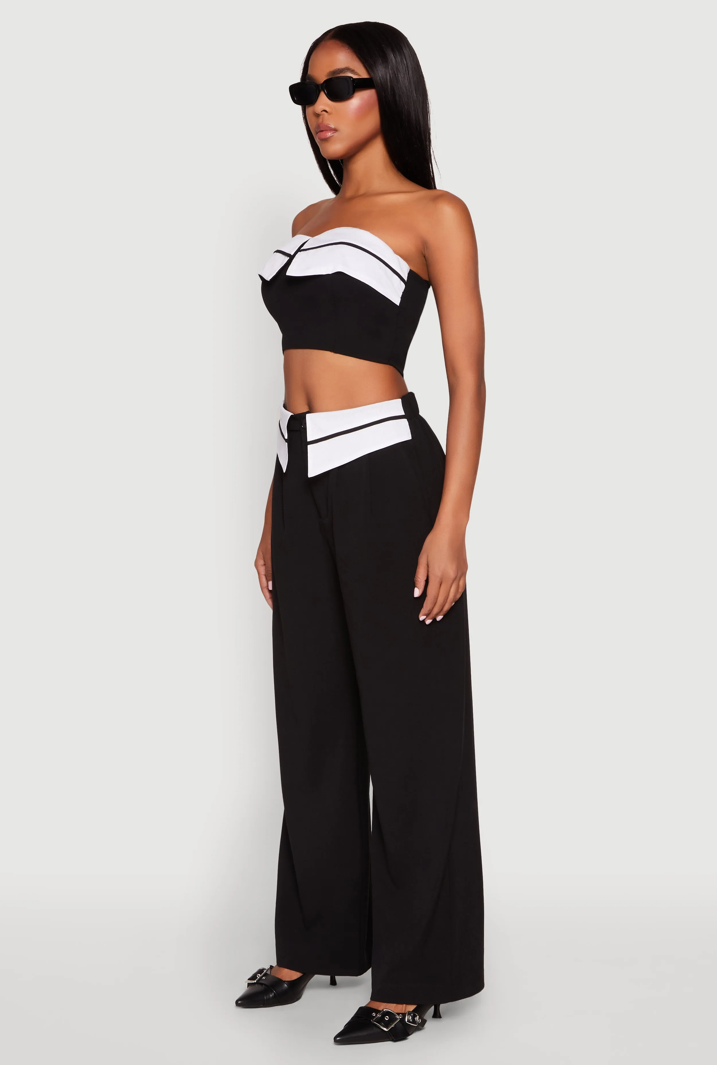 Contrast Trim Fold Over Crop Top sold by Rainbow product image thumbnail 5
