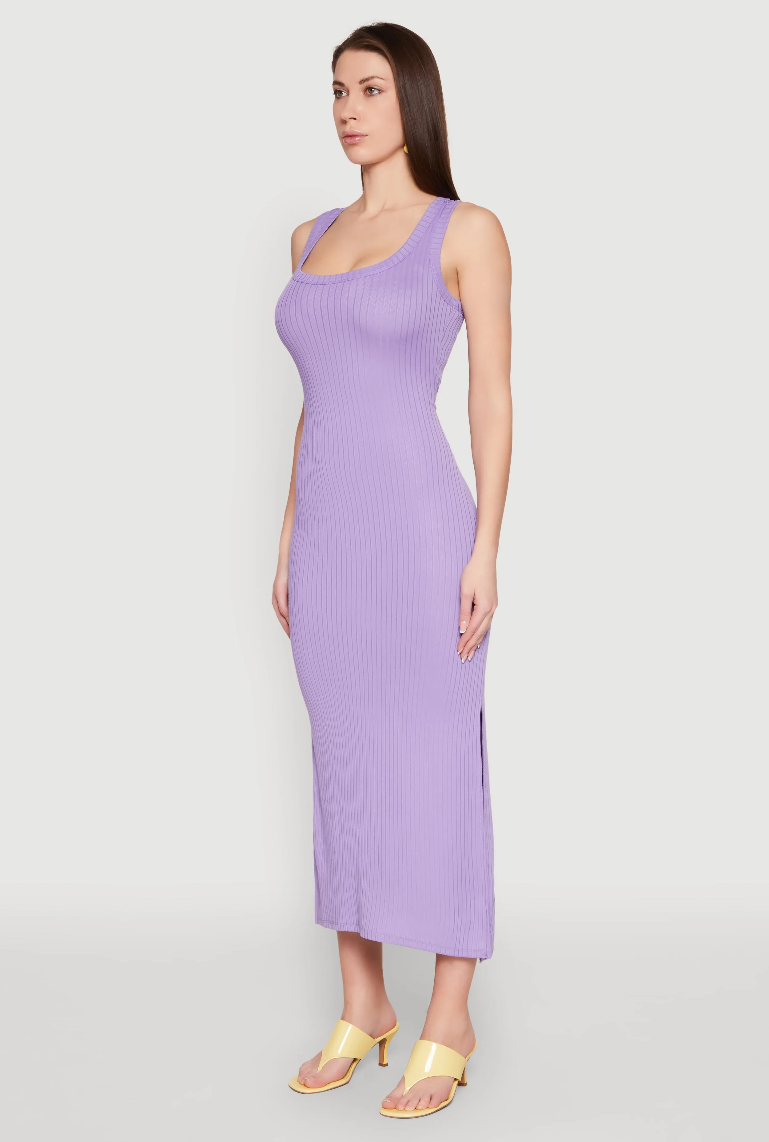 Ribbed Knit Scoop Neck Maxi Tank Dress sold by Rainbow product image thumbnail 3