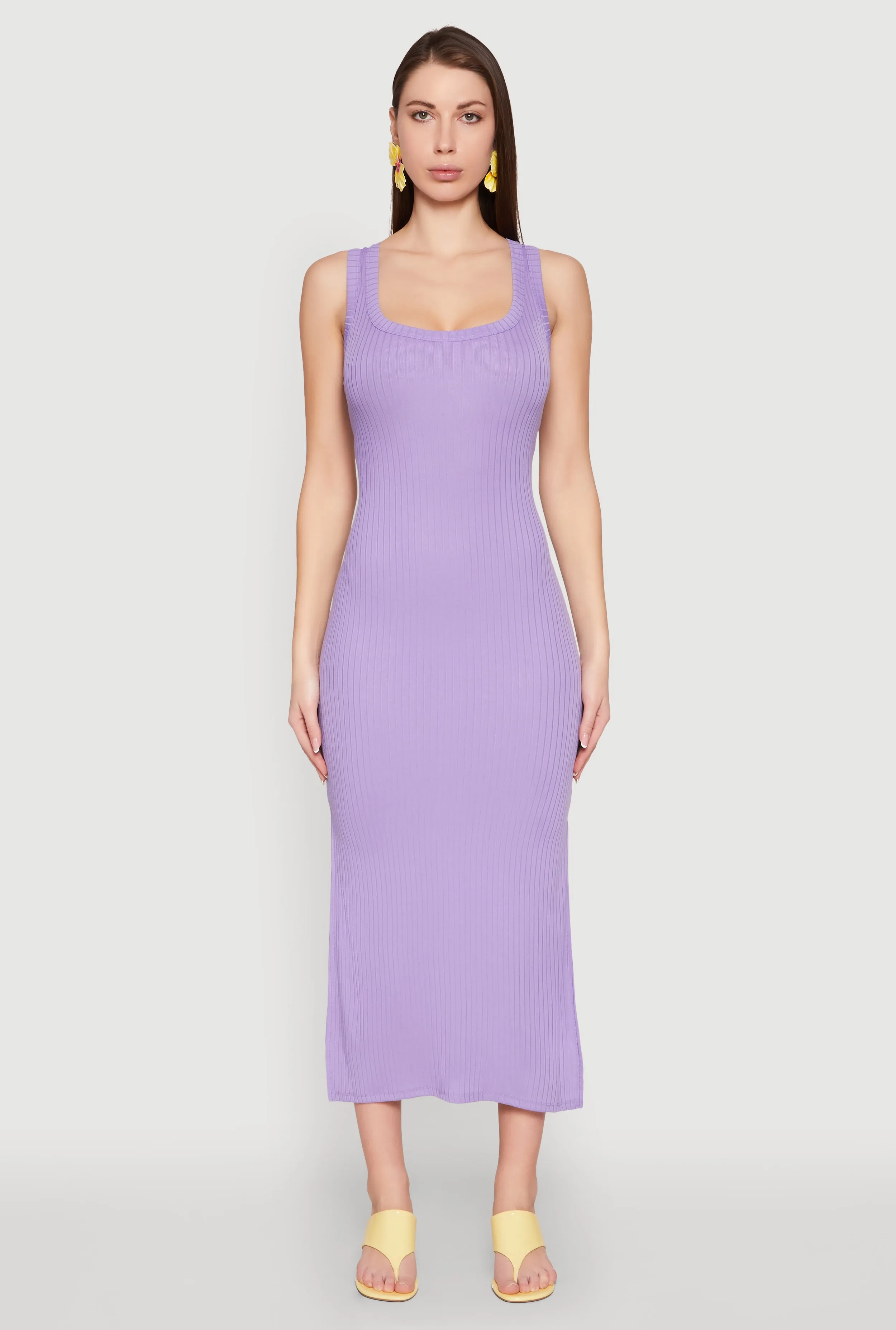 Ribbed Knit Scoop Neck Maxi Tank Dress sold by Rainbow product image thumbnail 2