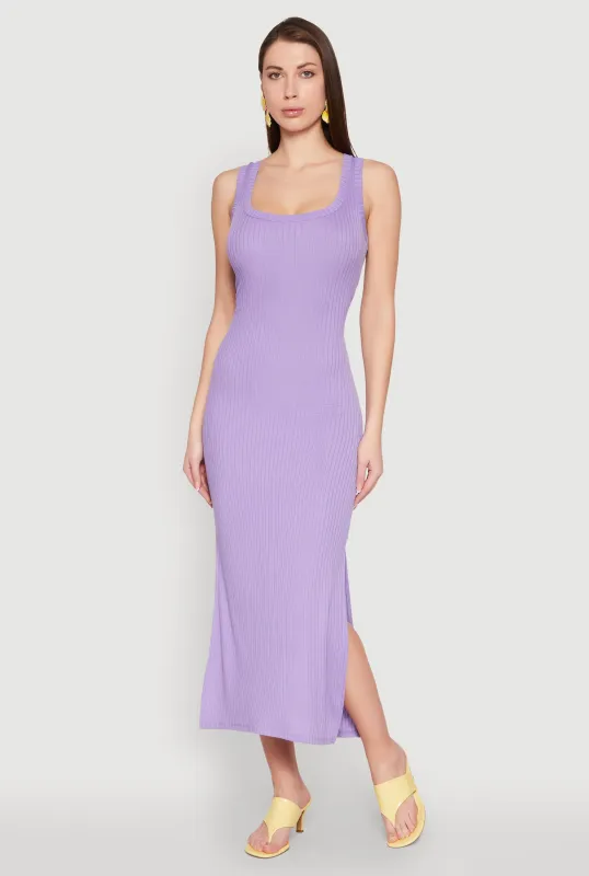 Ribbed Knit Scoop Neck Maxi Tank Dress sold by Rainbow