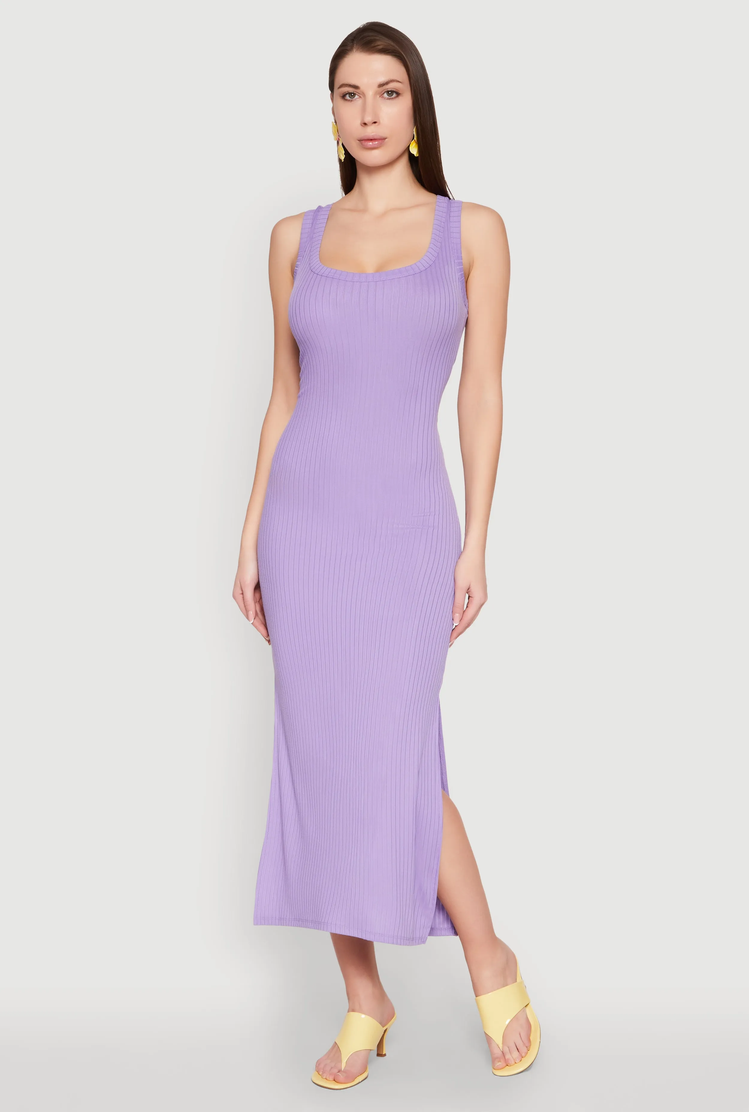 Ribbed Knit Scoop Neck Maxi Tank Dress sold by Rainbow