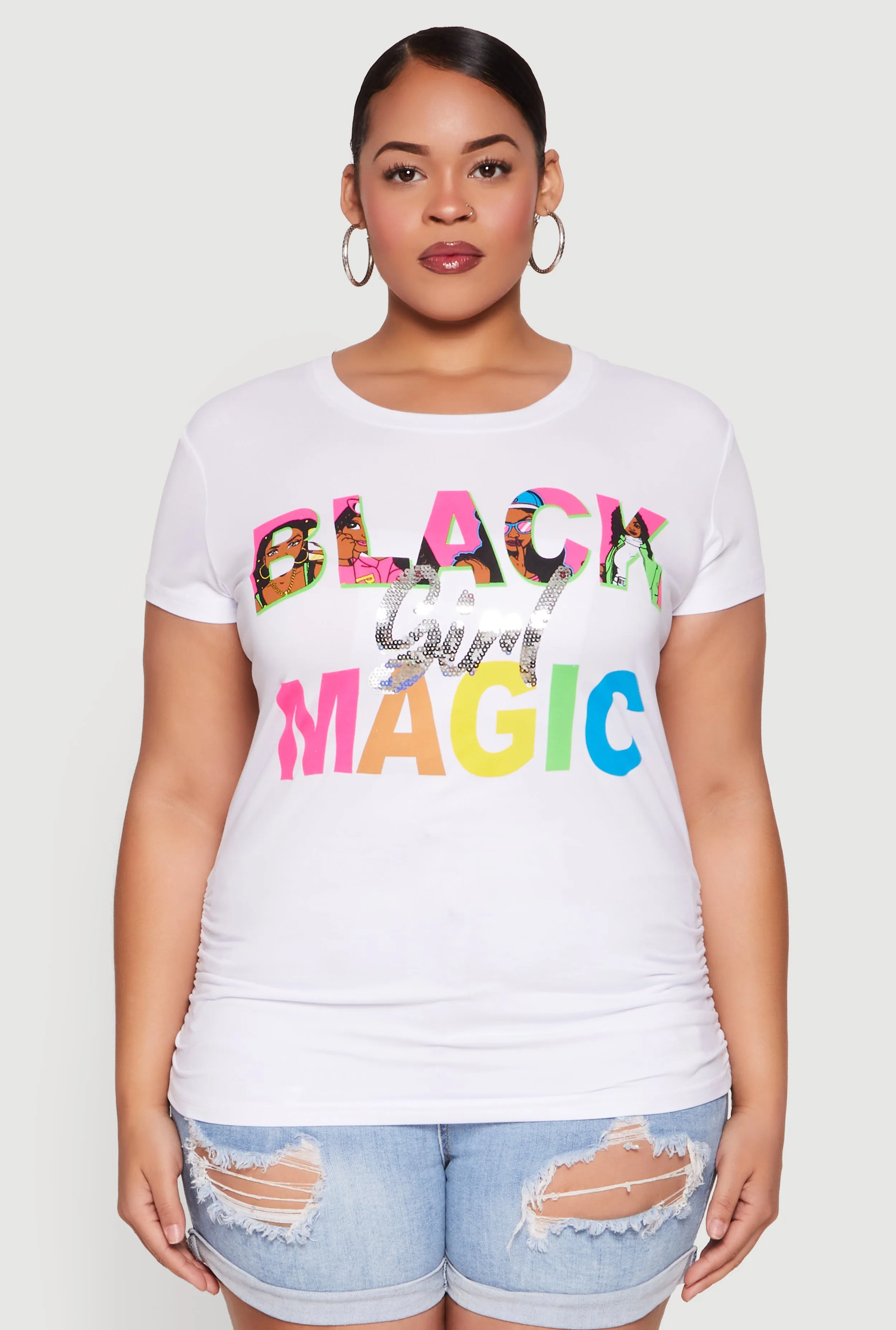 Plus Size Black Girl Magic Sequin Graphic Tee sold by Rainbow product image thumbnail 2