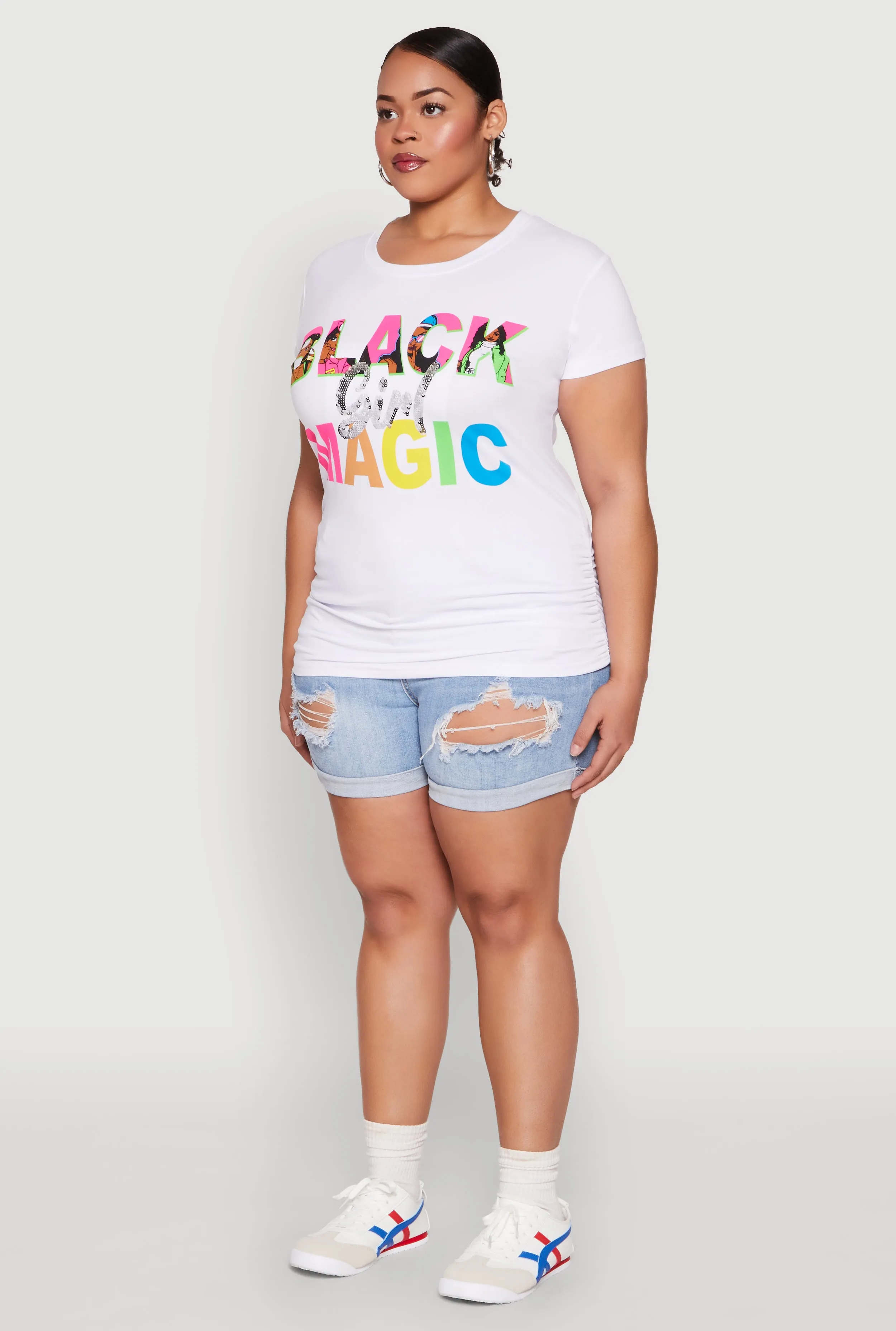Plus Size Black Girl Magic Sequin Graphic Tee sold by Rainbow product image thumbnail 5