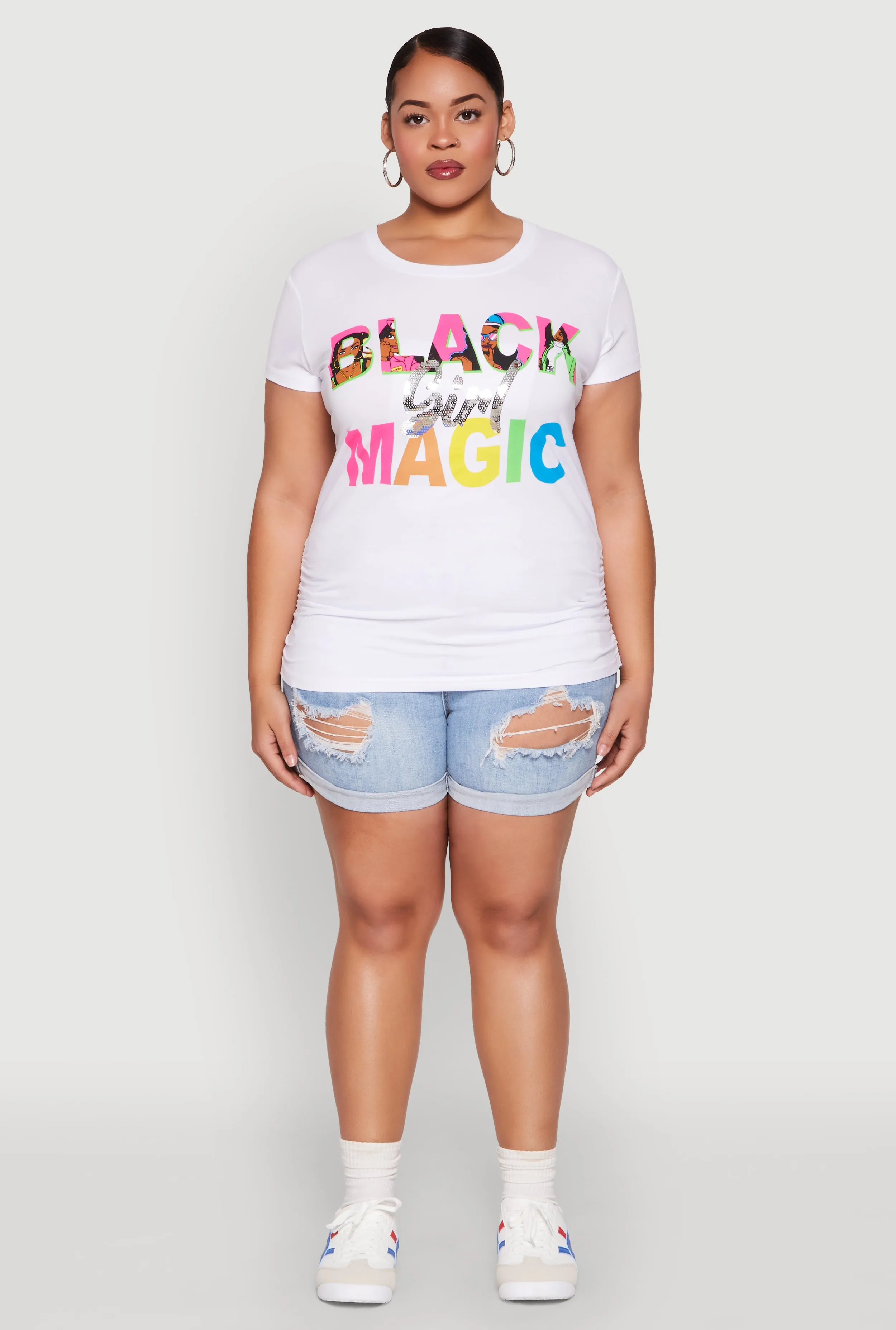 Plus Size Black Girl Magic Sequin Graphic Tee sold by Rainbow product image thumbnail 3