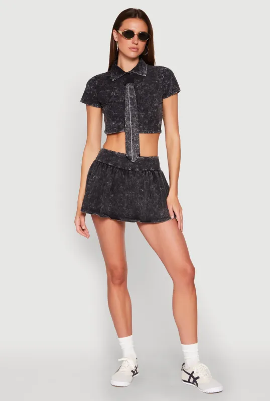 Mineral Wash Mini Pleated Skort sold by Rainbow