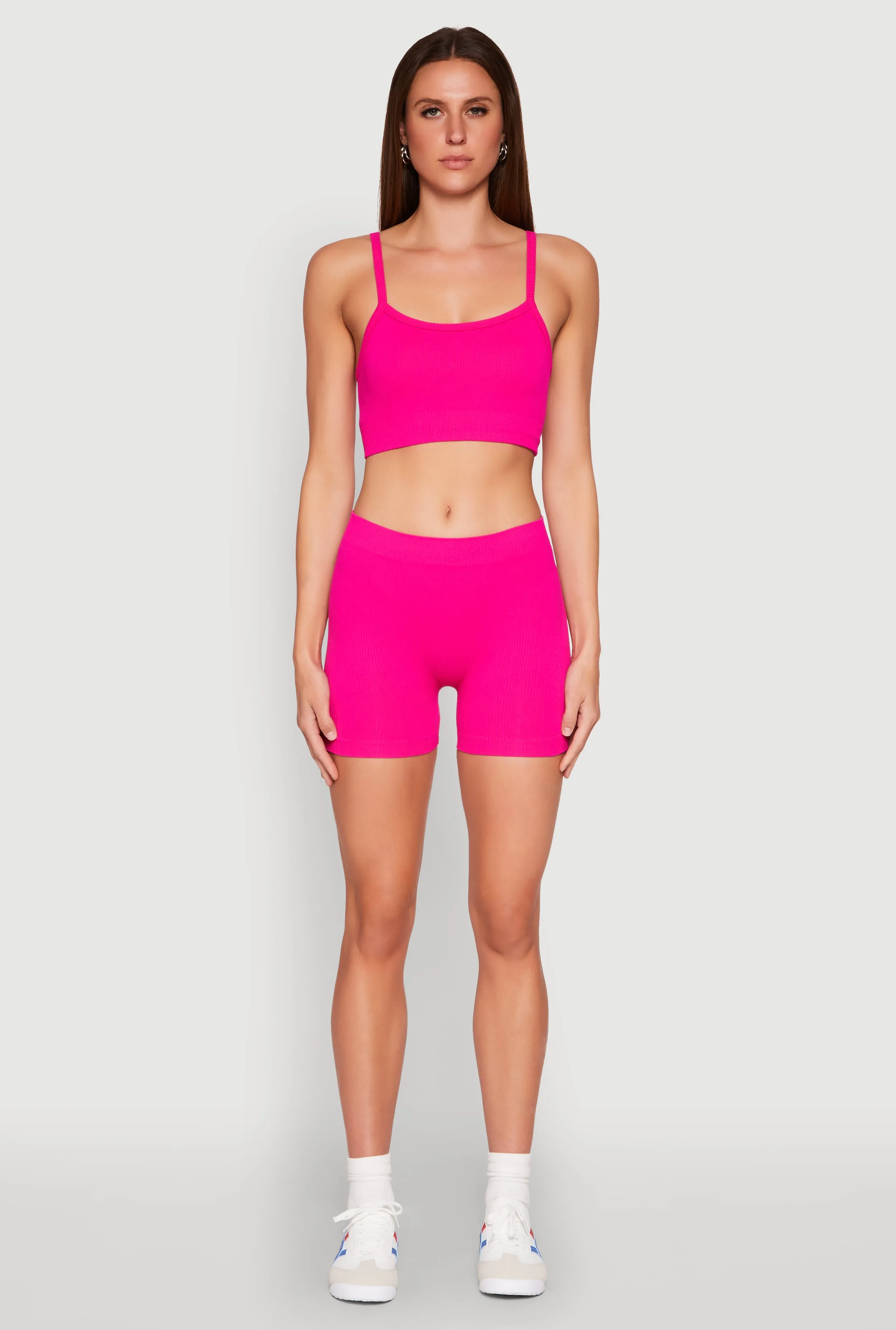 Rib Knit Crop Top and Biker Shorts sold by Rainbow