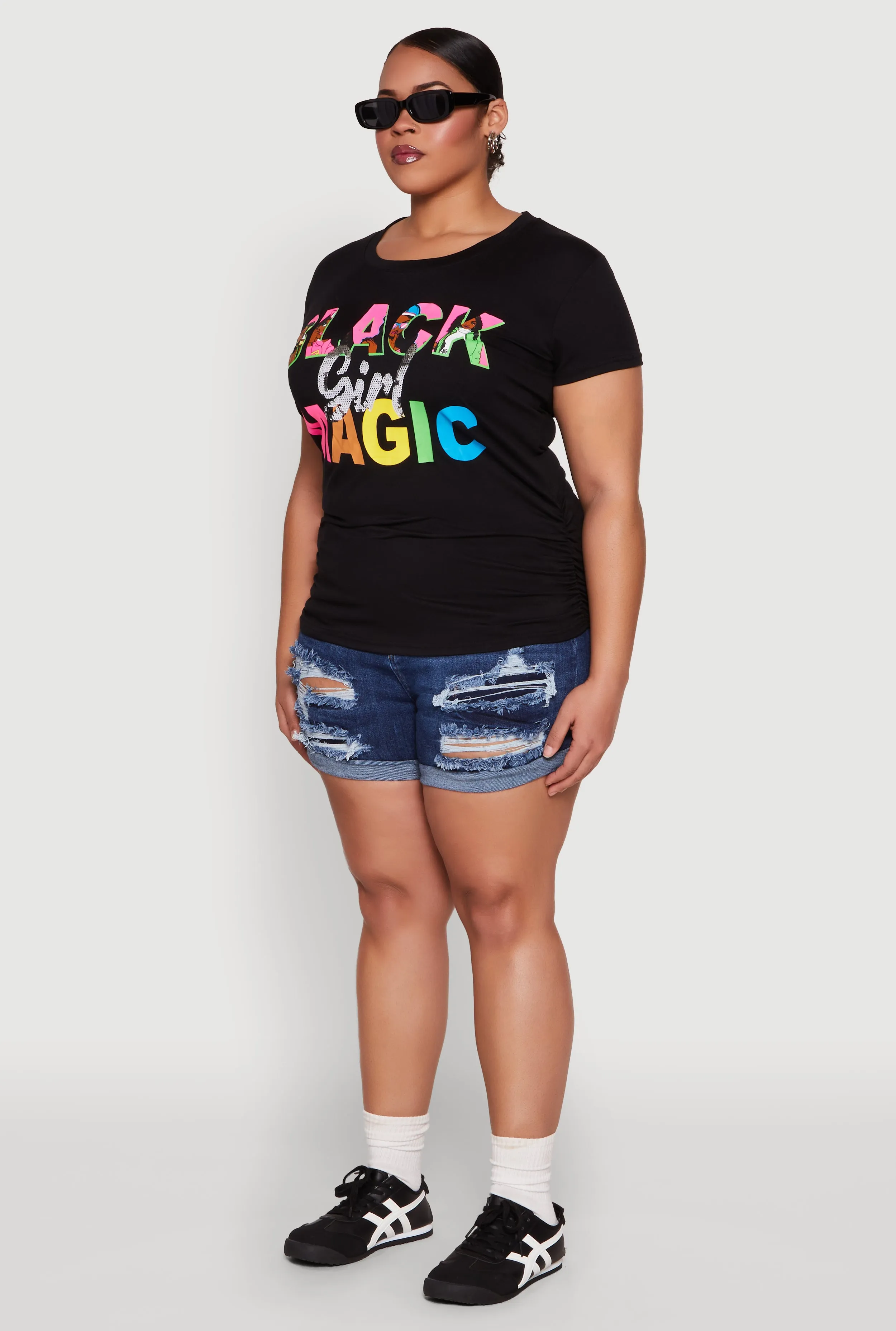 Plus Size Black Girl Magic Sequin Graphic Tee sold by Rainbow product image thumbnail 5