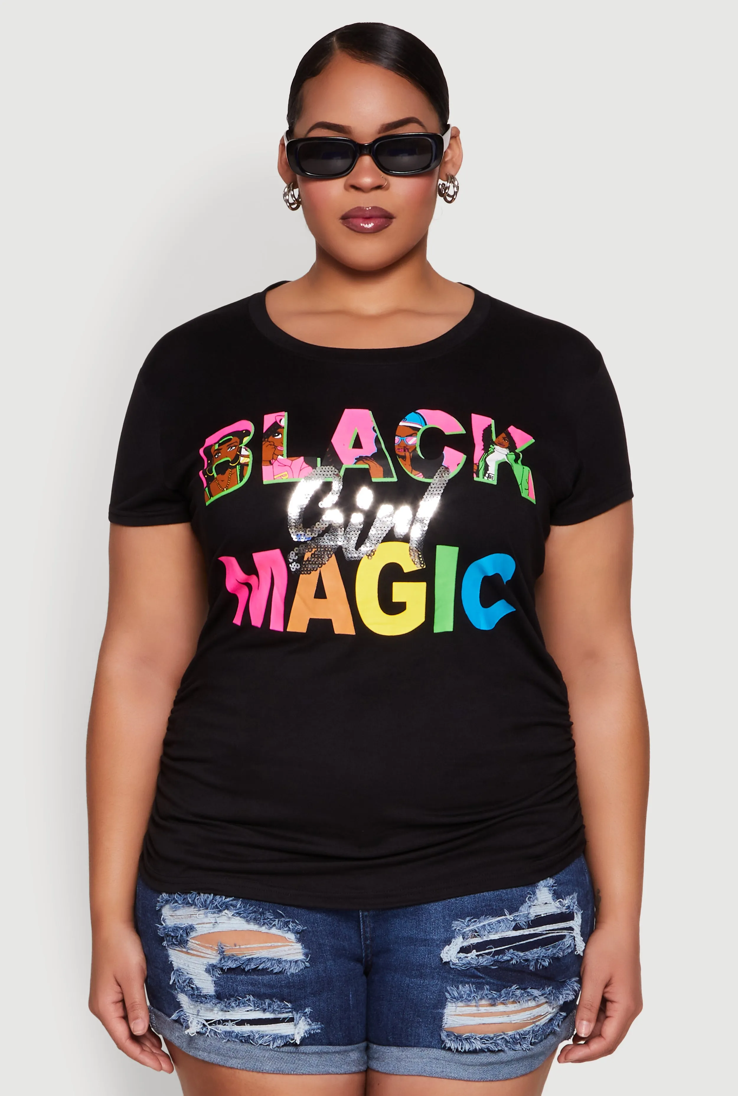 Plus Size Black Girl Magic Sequin Graphic Tee sold by Rainbow product image thumbnail 2