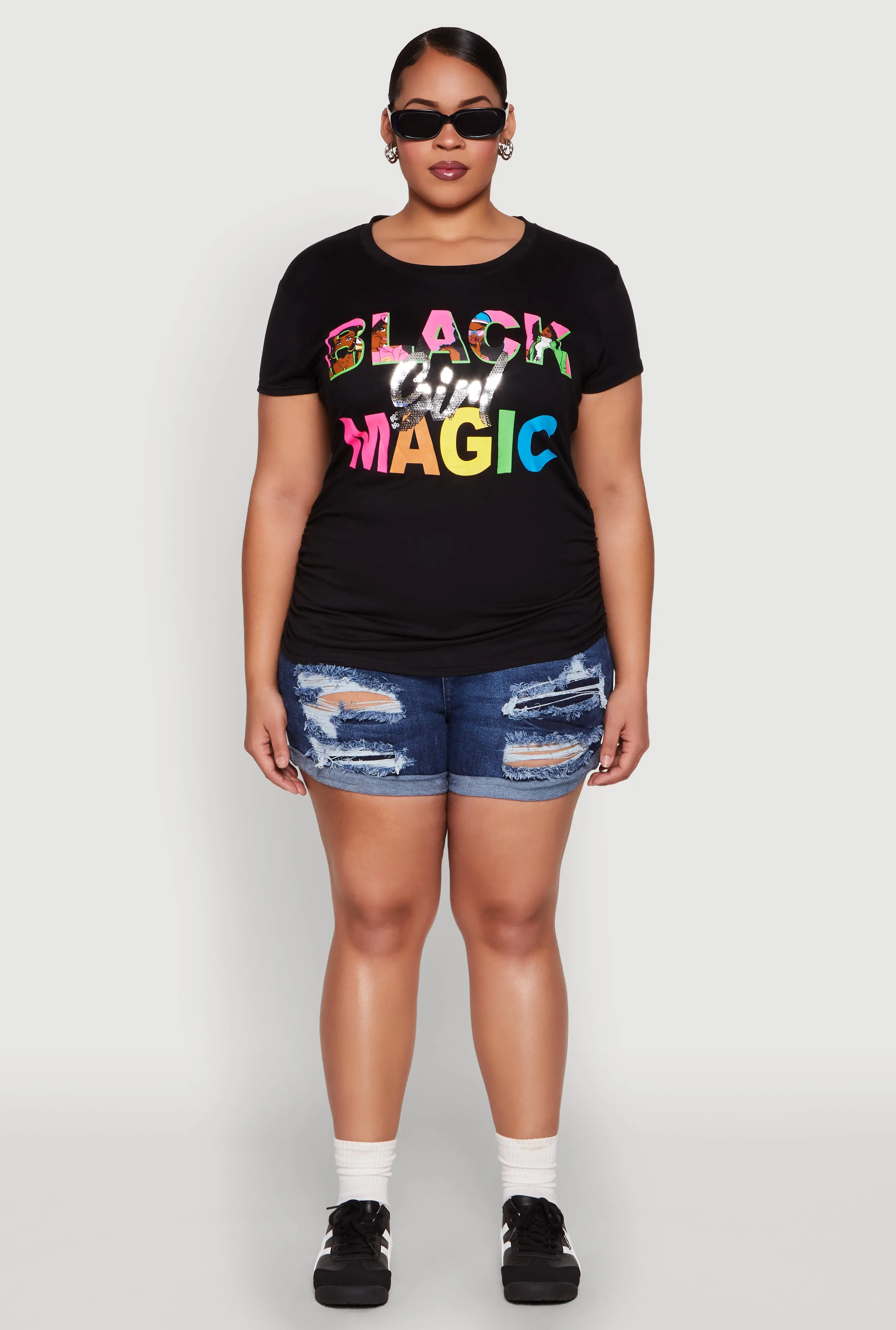 Plus Size Black Girl Magic Sequin Graphic Tee sold by Rainbow product image thumbnail 3