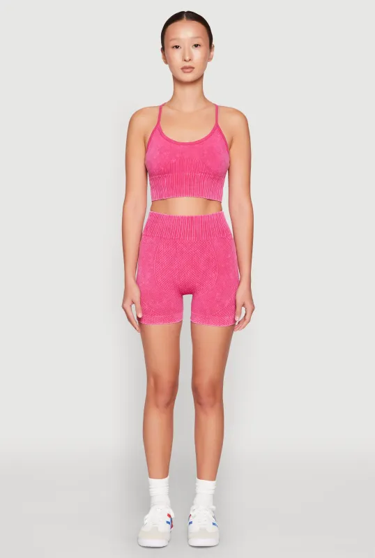 Ruched Seamless Ribbed Knit Biker Shorts sold by Rainbow