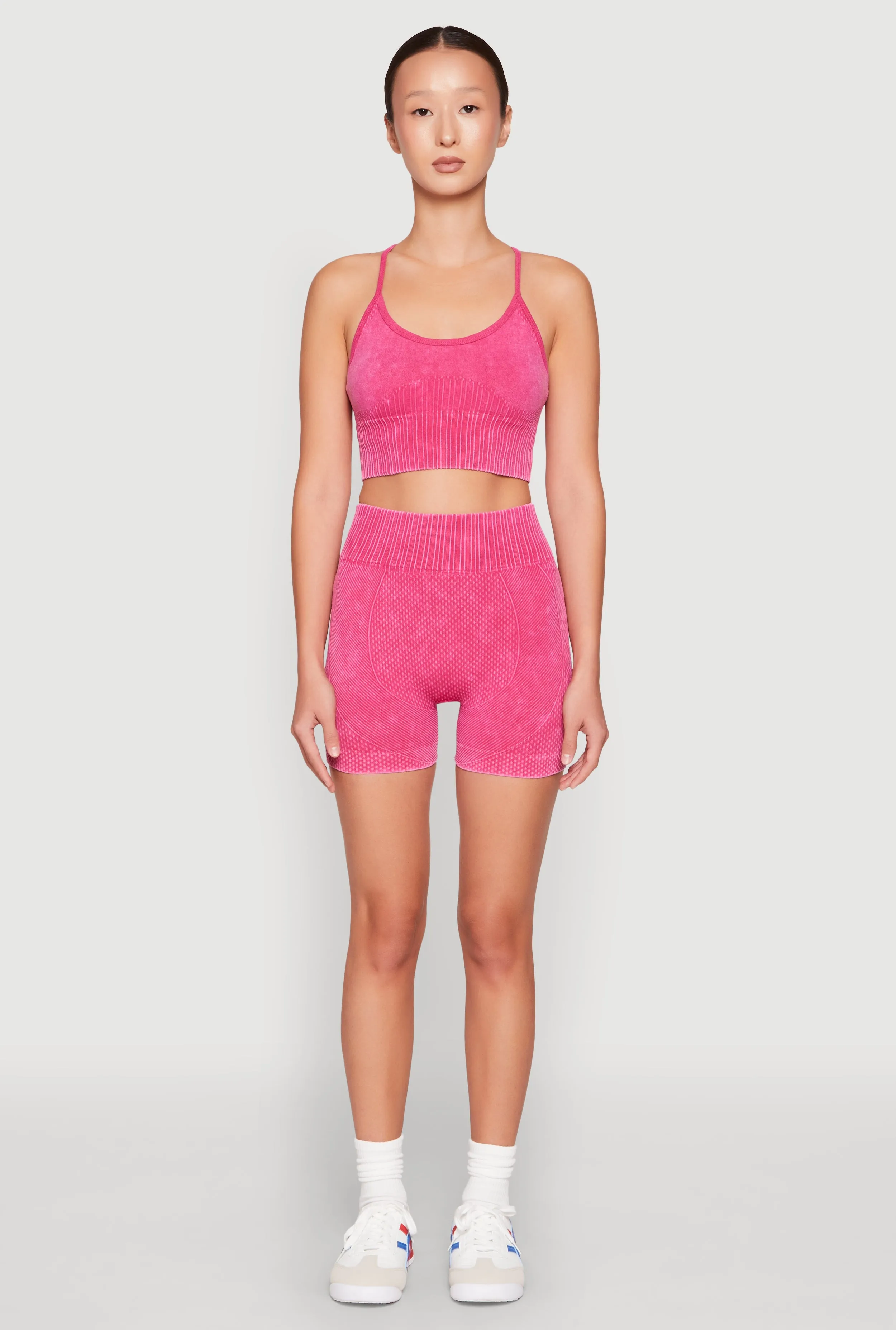 Ruched Seamless Ribbed Knit Biker Shorts sold by Rainbow