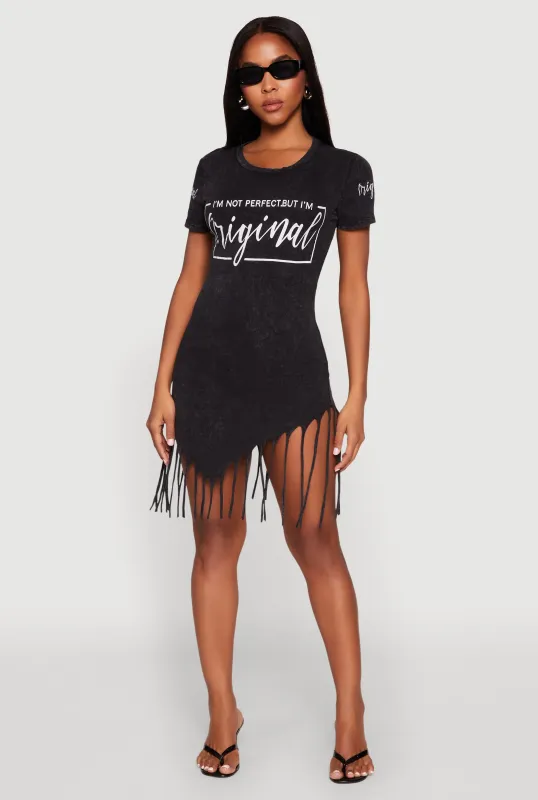 Im Not Perfect But Im Original Fringe Dress sold by Rainbow