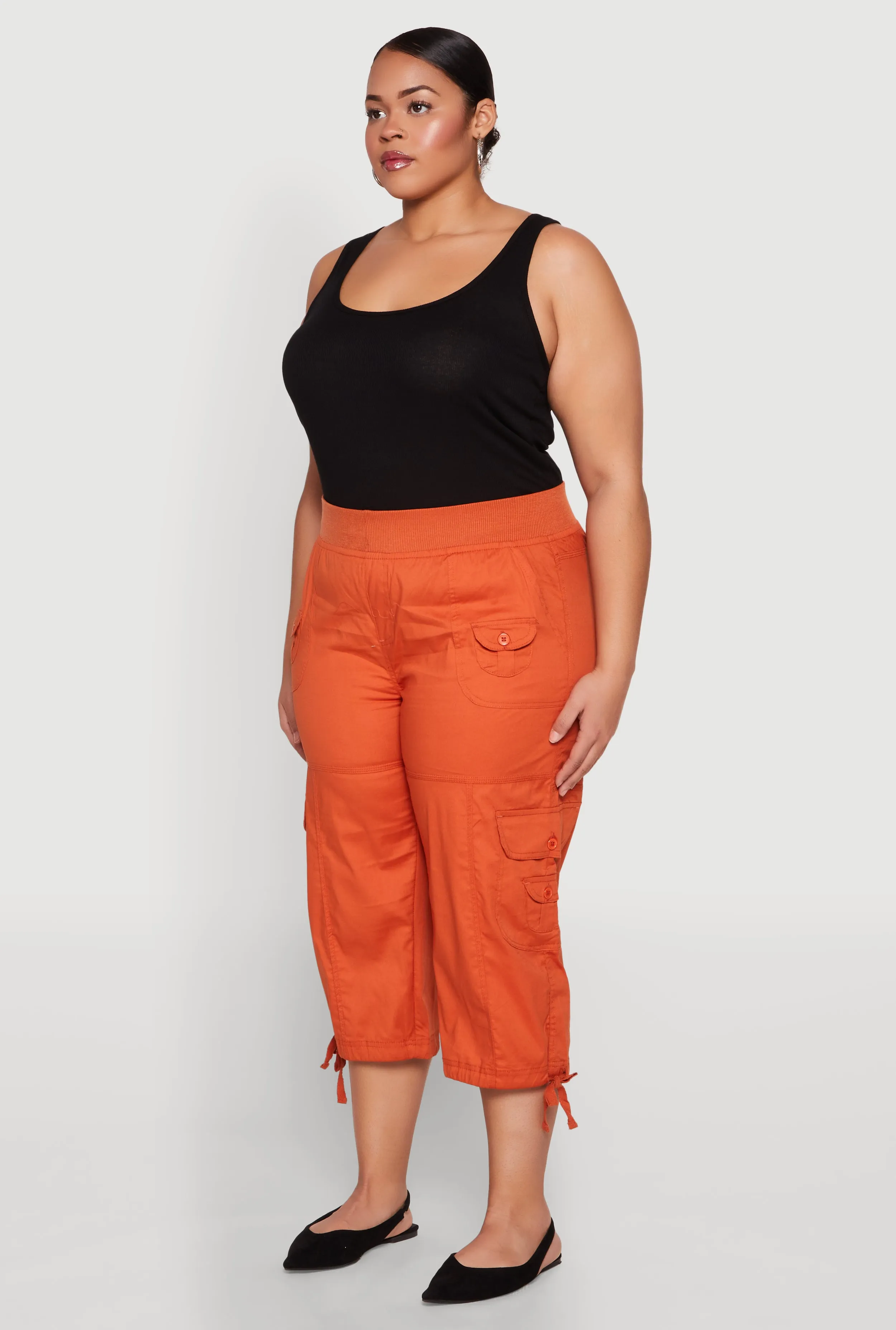 Plus Size High Waisted Cargo Capri Pants sold by Rainbow product image thumbnail 3