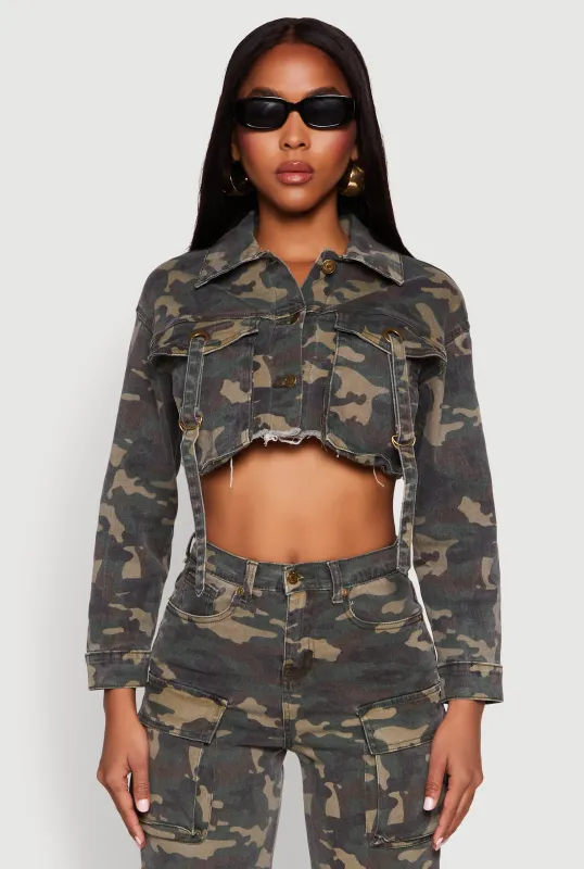 Camouflage Cargo Pocket Jean Jacket sold by Rainbow