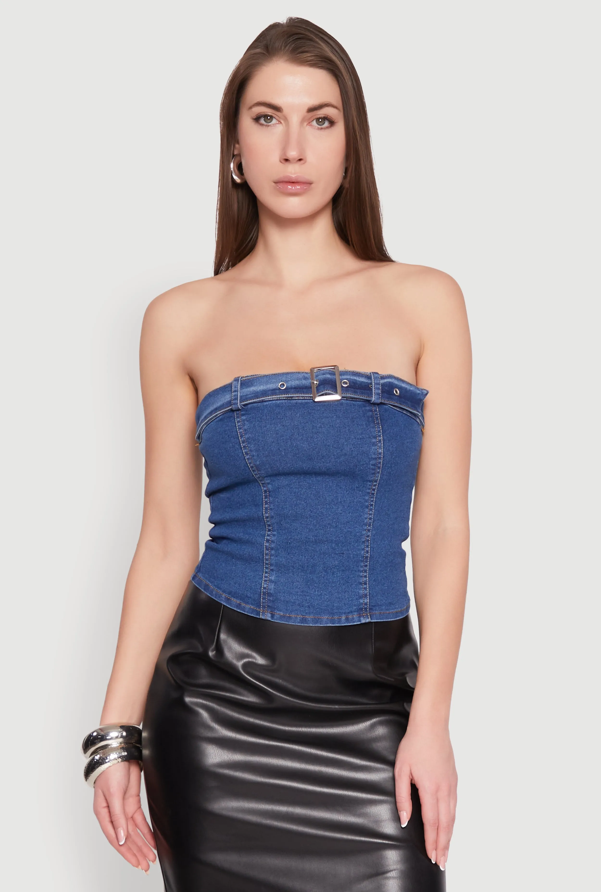 Denim Belted Front Tube Top sold by Rainbow product image thumbnail 2