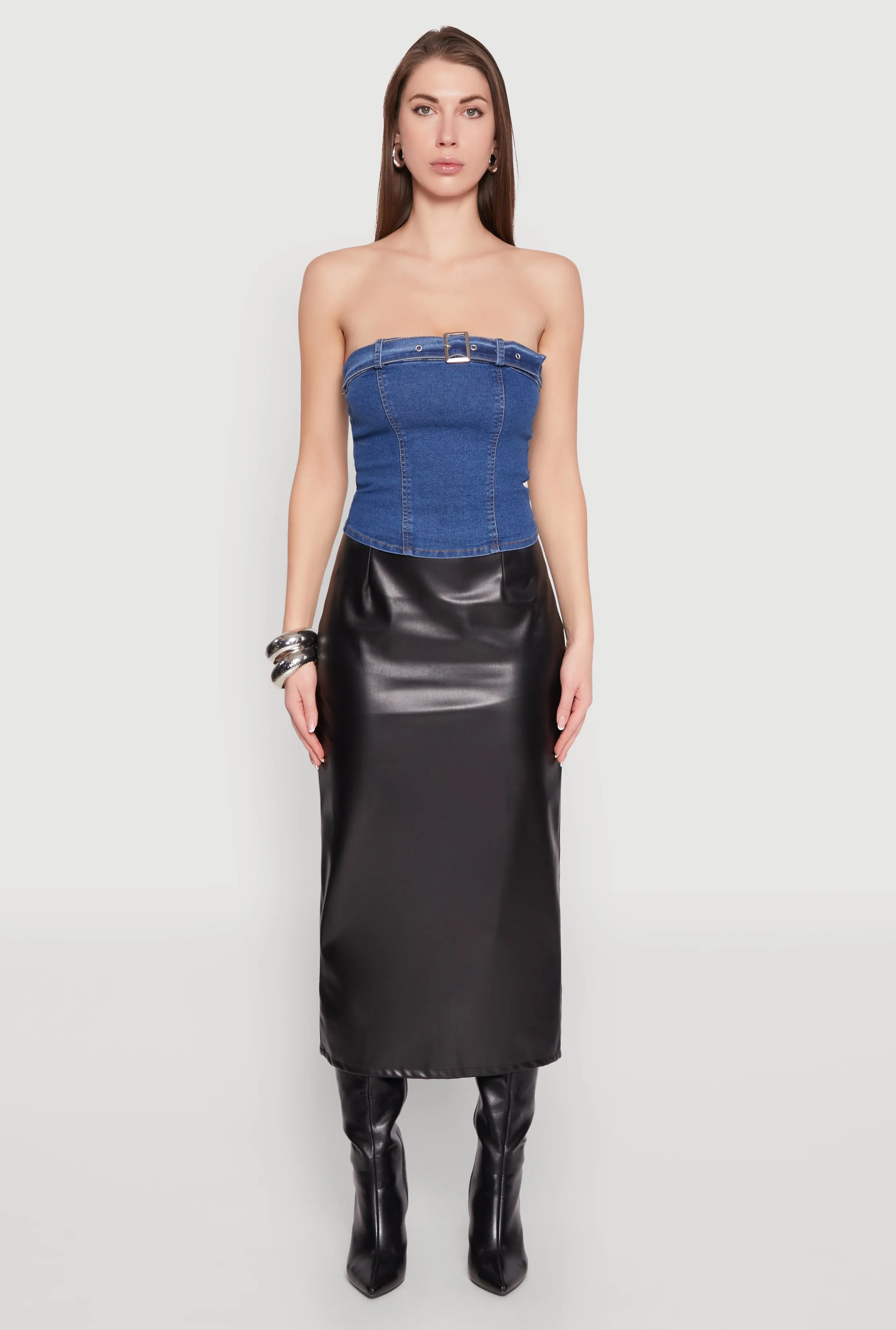 Denim Belted Front Tube Top sold by Rainbow product image thumbnail 3