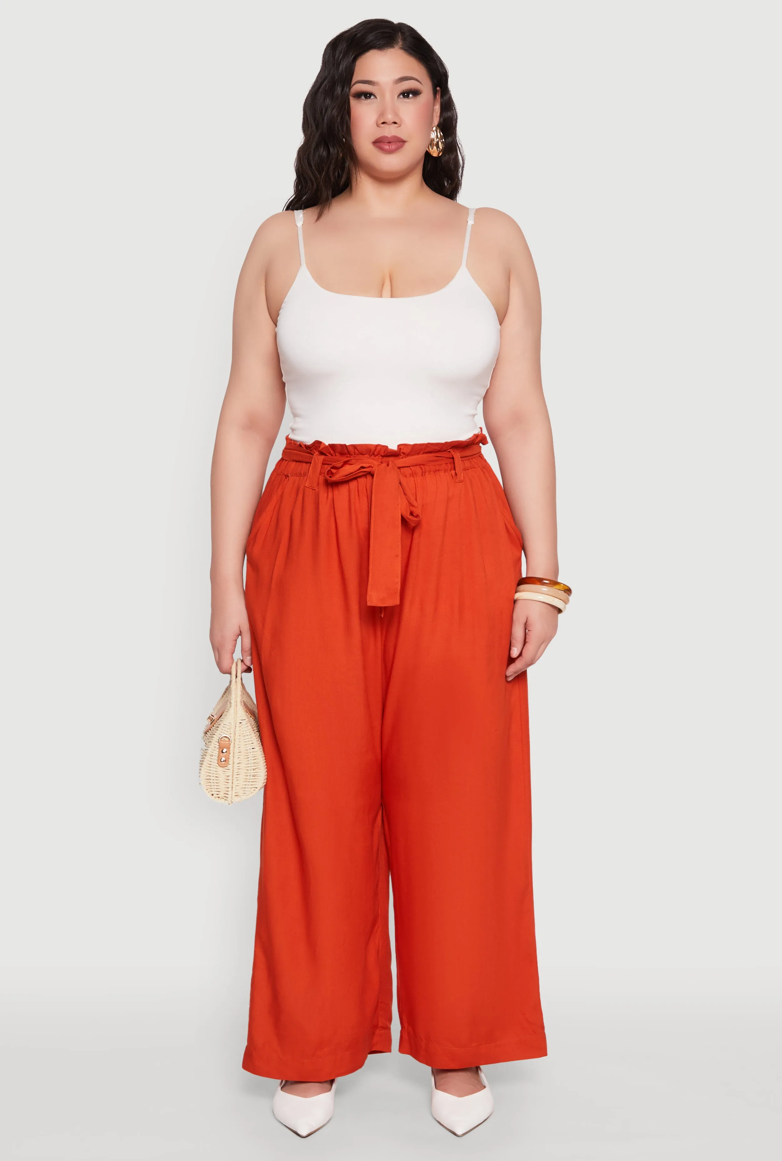 Plus Size Paper Bag Waist Belted Pants sold by Rainbow product image thumbnail 2