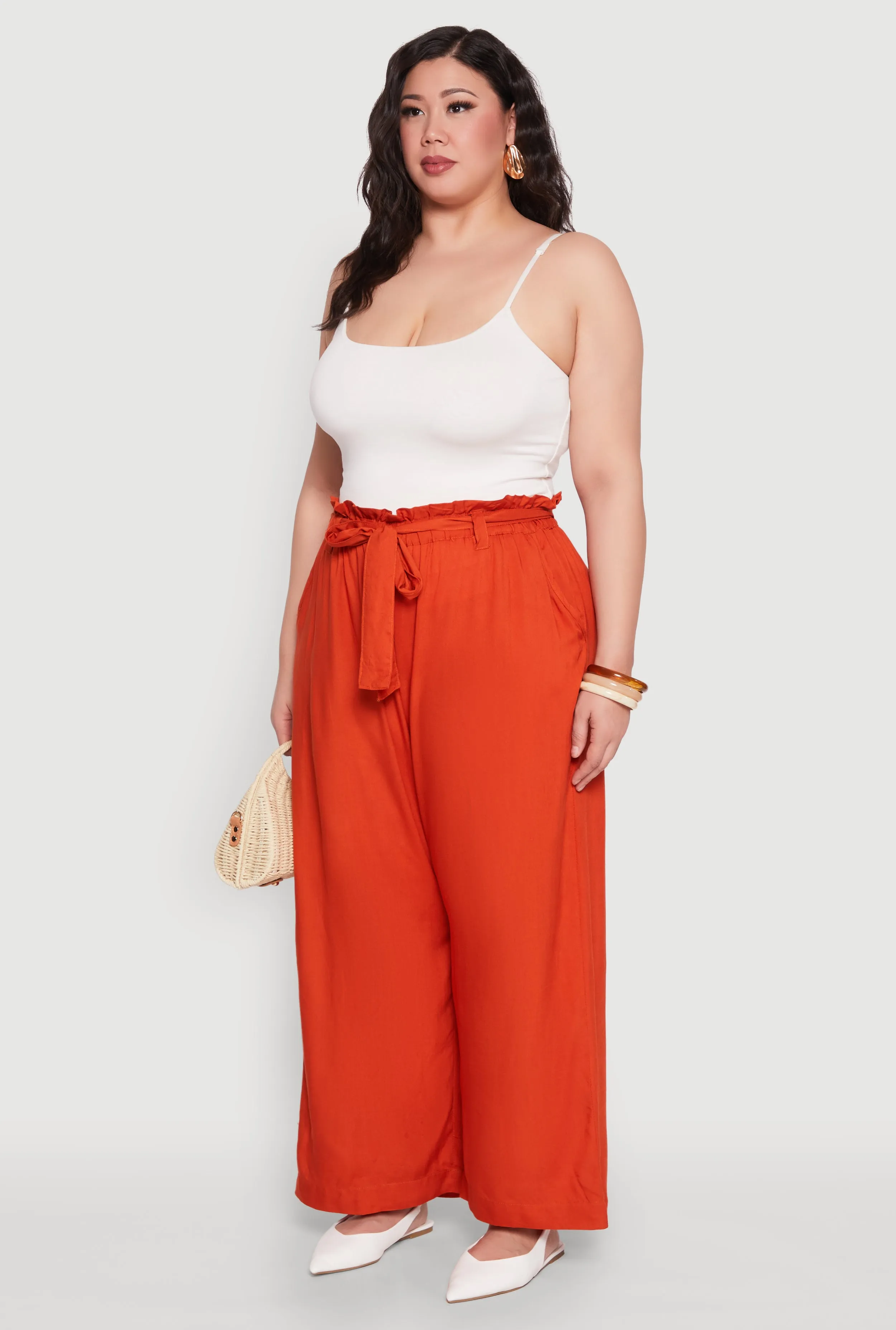Plus Size Paper Bag Waist Belted Pants sold by Rainbow product image thumbnail 3