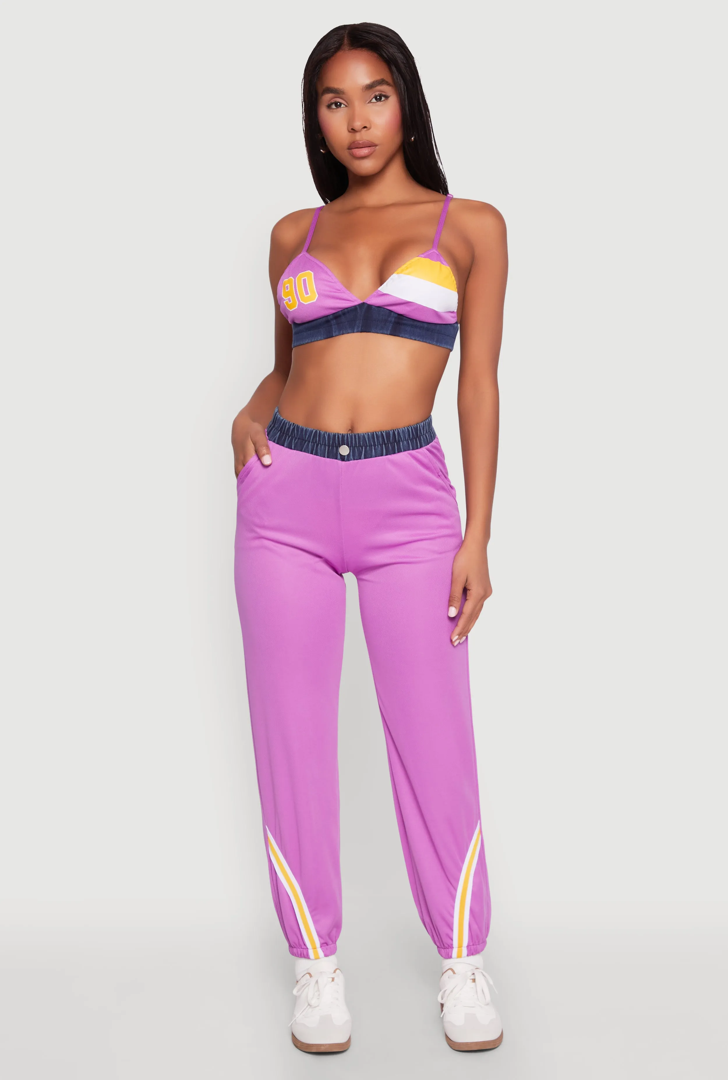 Contrast Trim High Waisted Joggers sold by Rainbow
