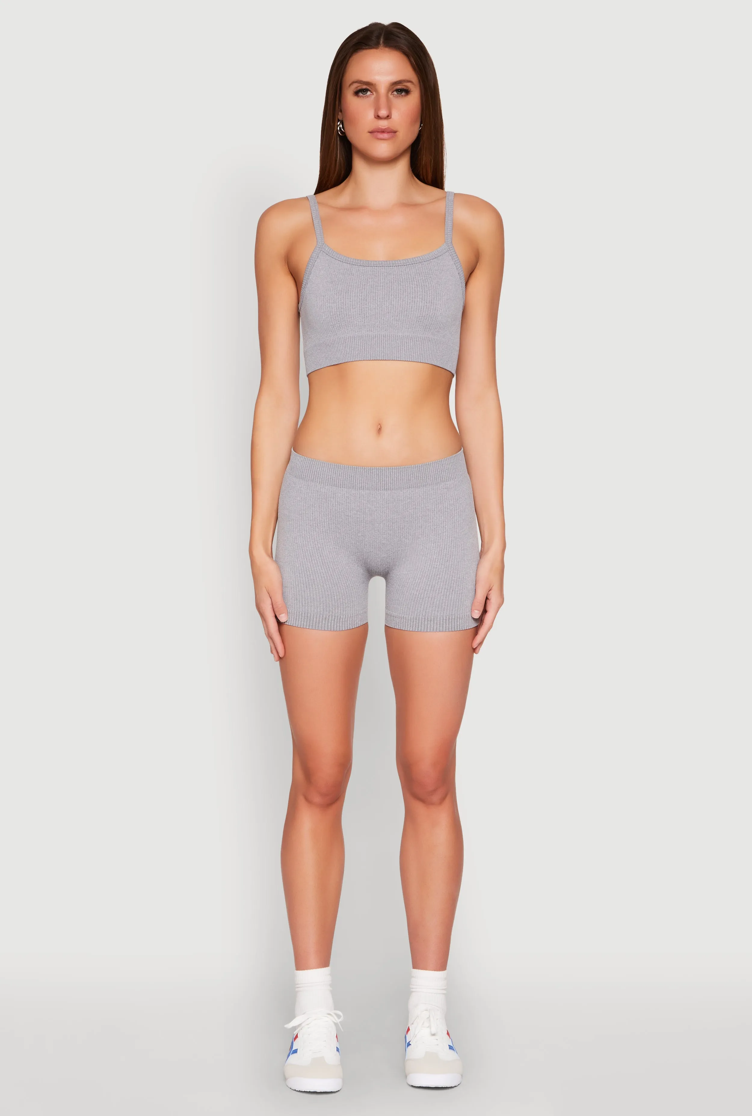 Rib Knit Crop Top and Biker Shorts sold by Rainbow