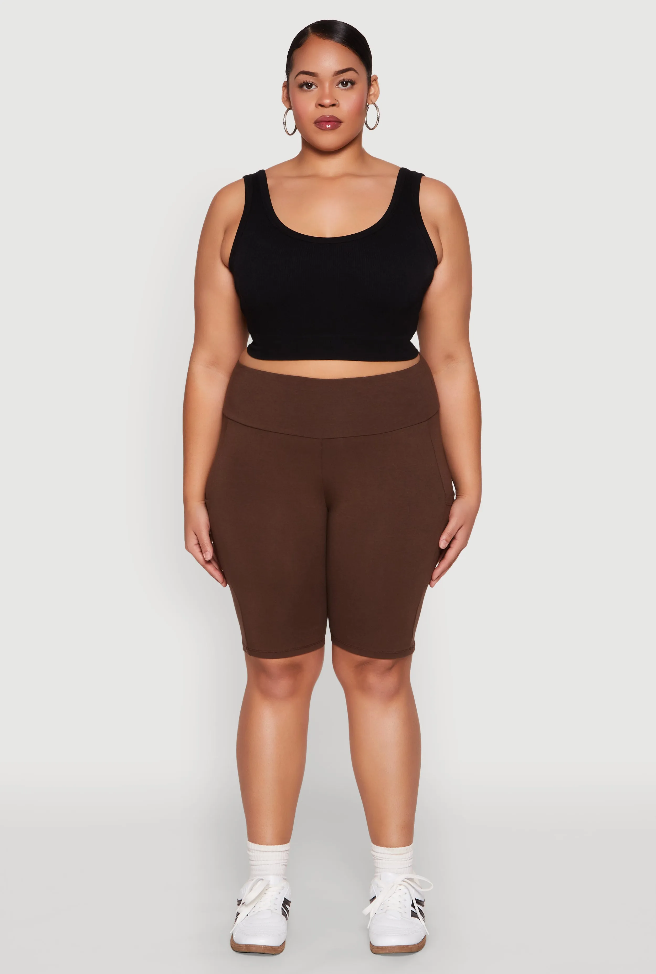 Plus Size High Waist Cell Phone Pocket Biker Shorts sold by Rainbow product image thumbnail 2