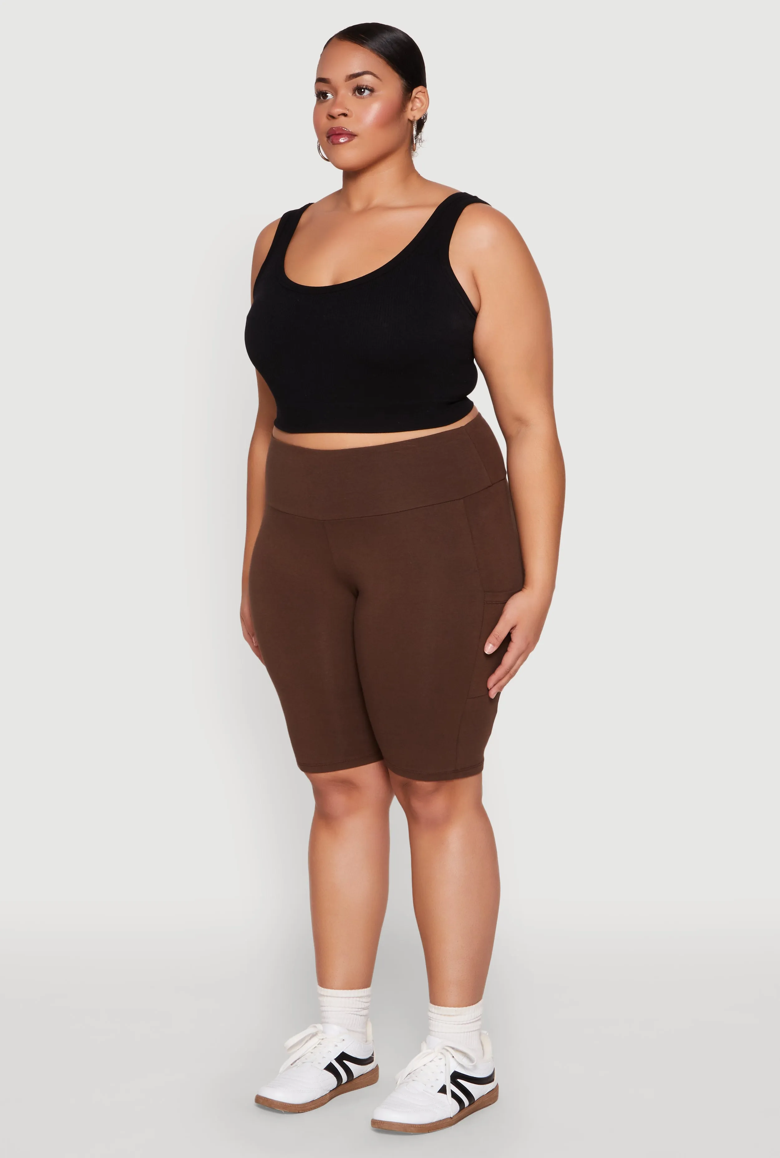 Plus Size High Waist Cell Phone Pocket Biker Shorts sold by Rainbow product image thumbnail 3