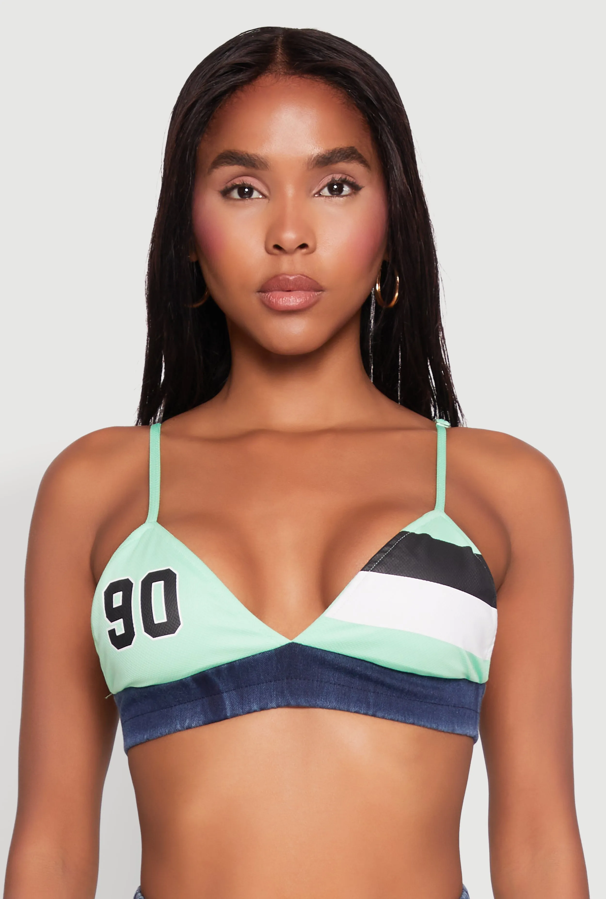 Jersey Mesh 90 Graphic Contrast Trim Bralette sold by Rainbow
