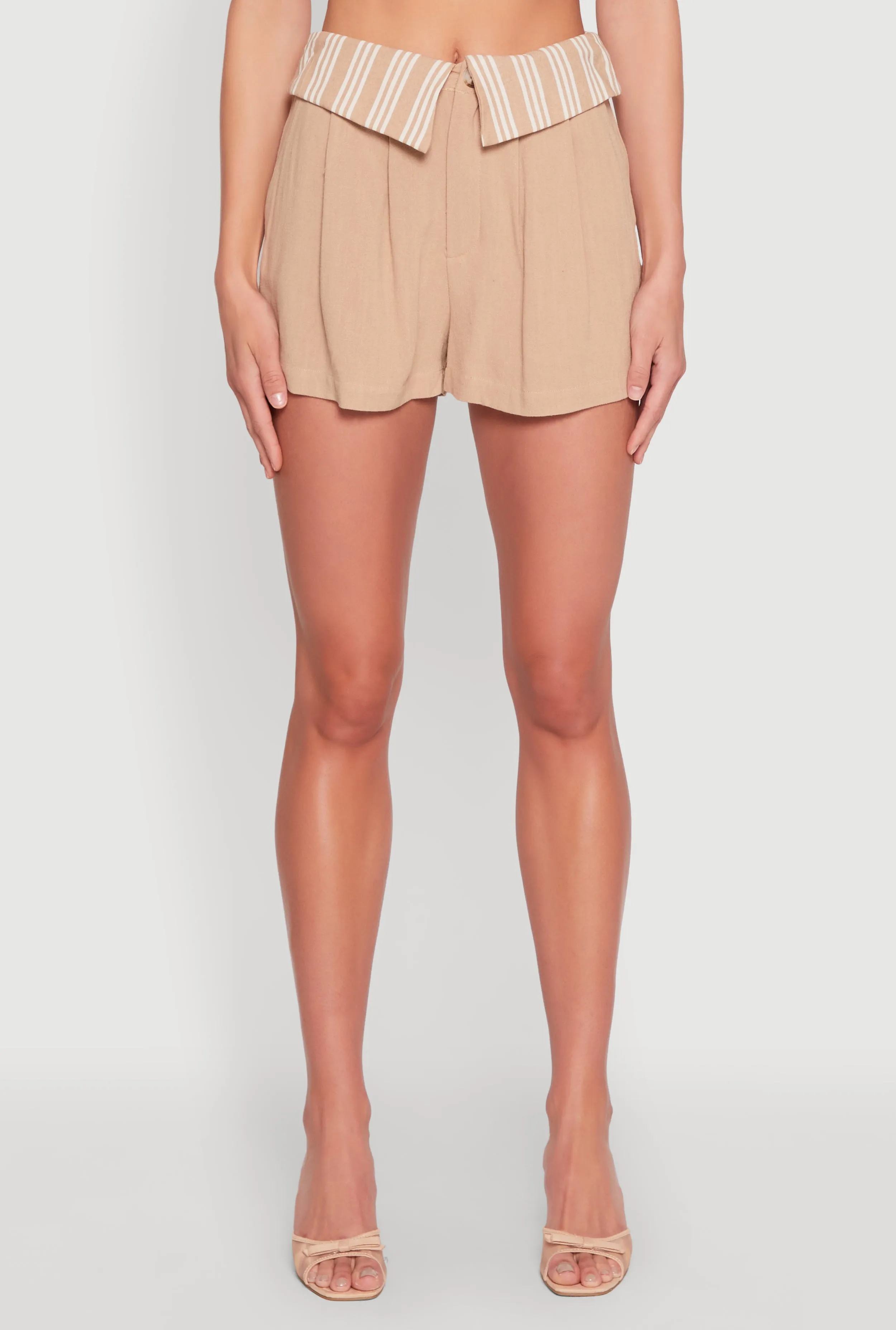 Stripe Fold Over Pleated Shorts sold by Rainbow product image thumbnail 3