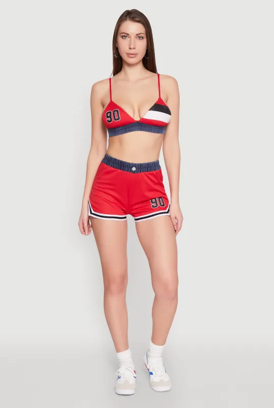 Jersey Mesh 90 Graphic Contrast Trim Sweatshorts sold by Rainbow