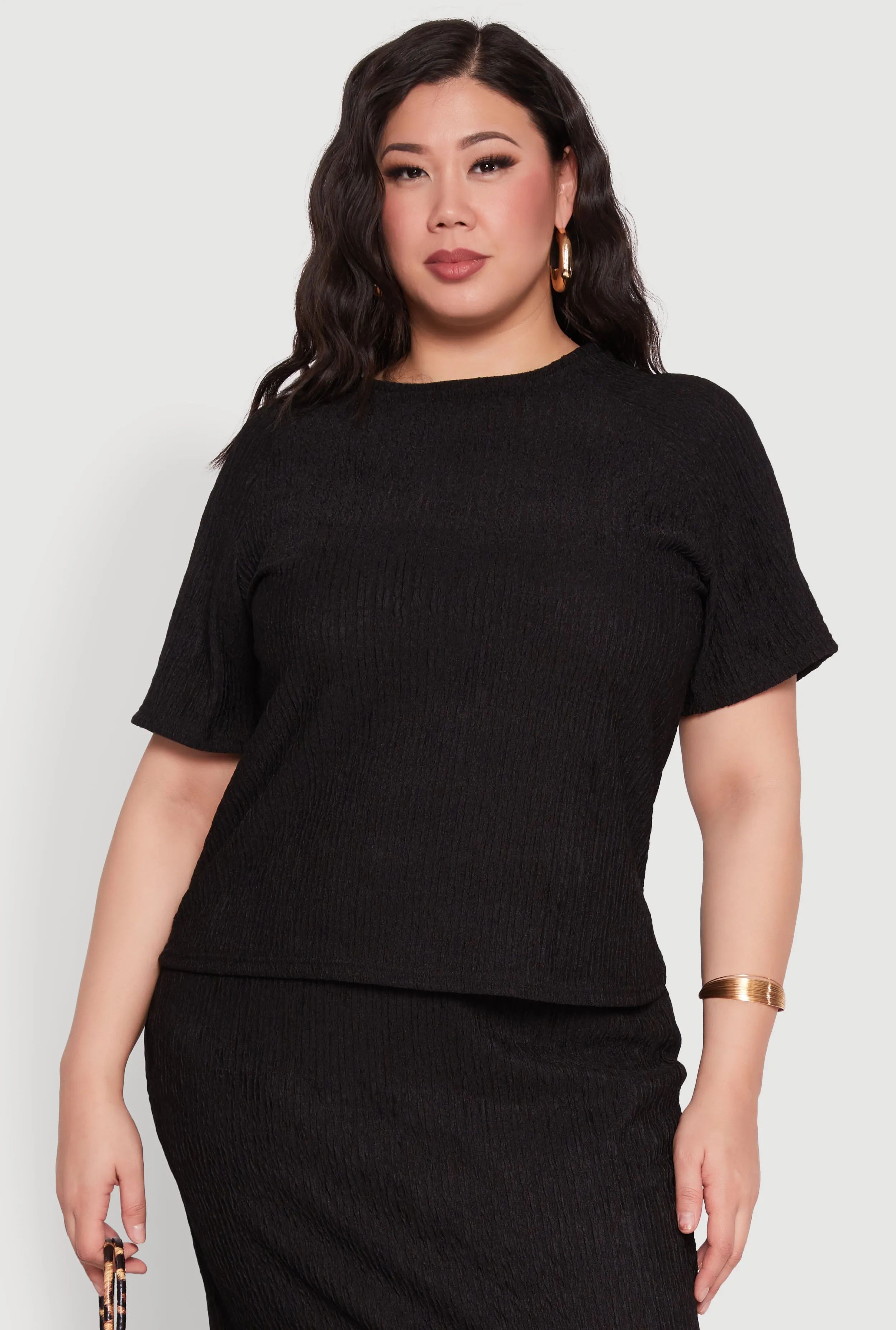 Plus Size Textured Knit Tee sold by Rainbow