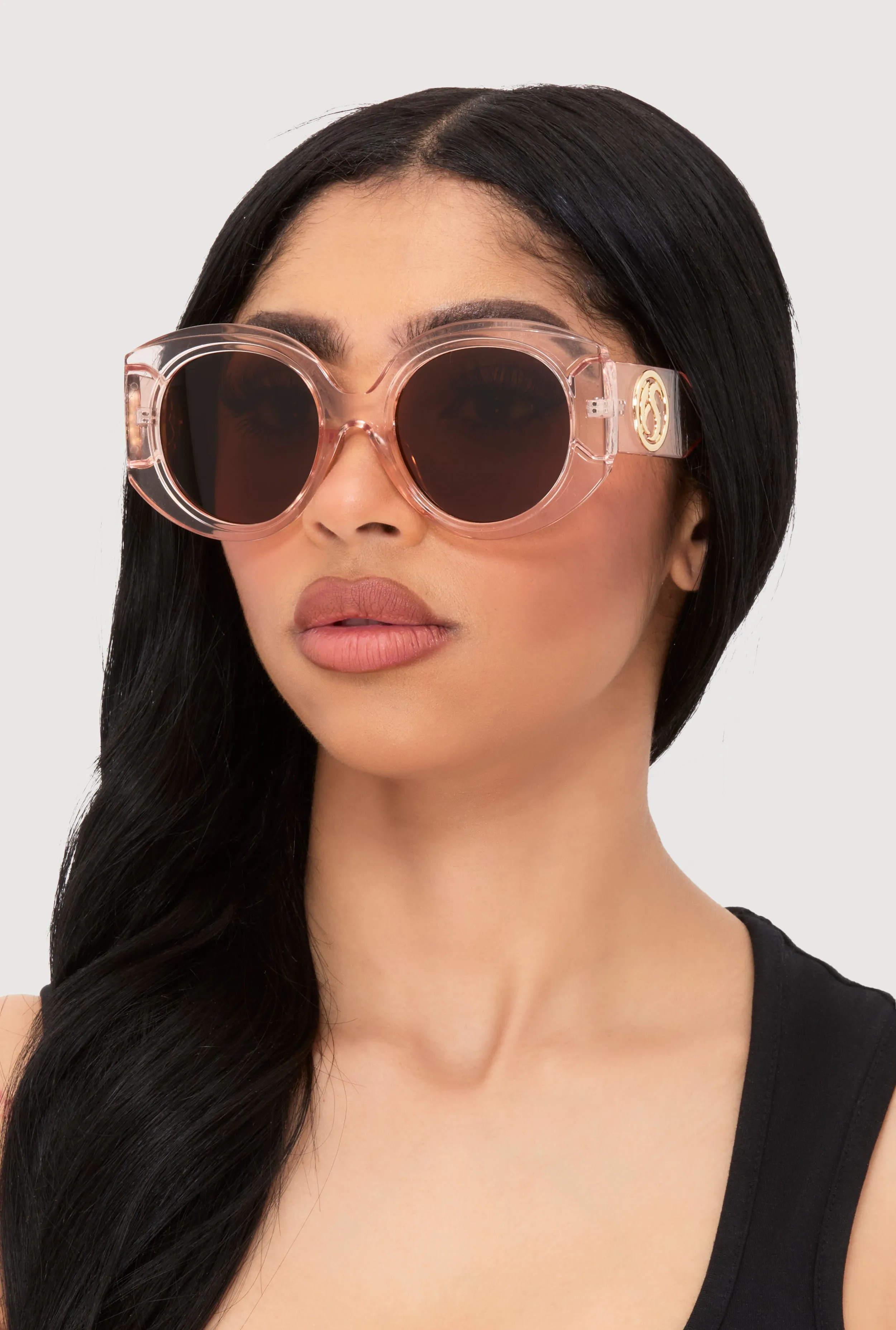 Retro Oversized Round Frame Sunglasses sold by Rainbow product image thumbnail 2