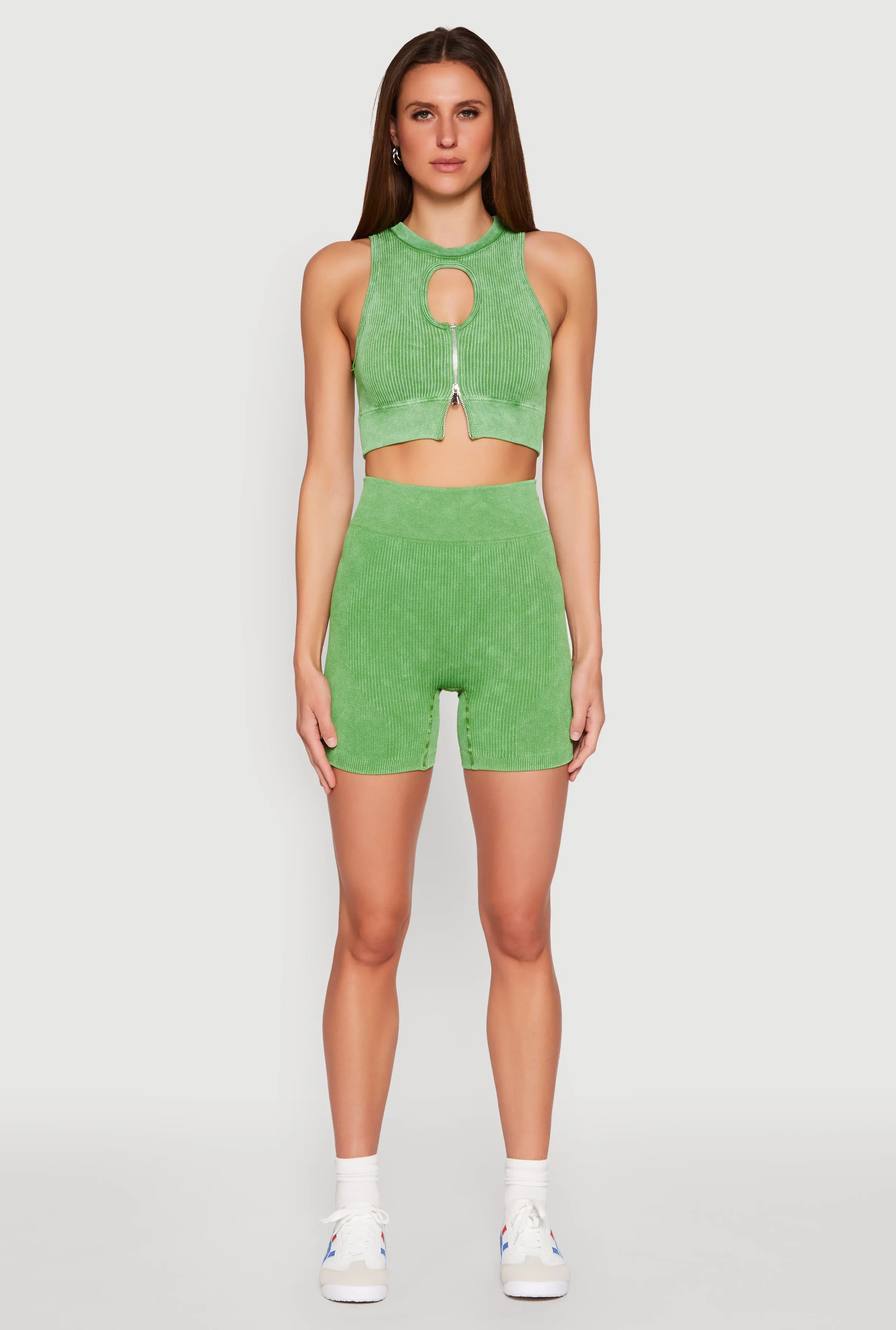 Seamless Ribbed Knit Ruched Biker Shorts sold by Rainbow product image thumbnail 2