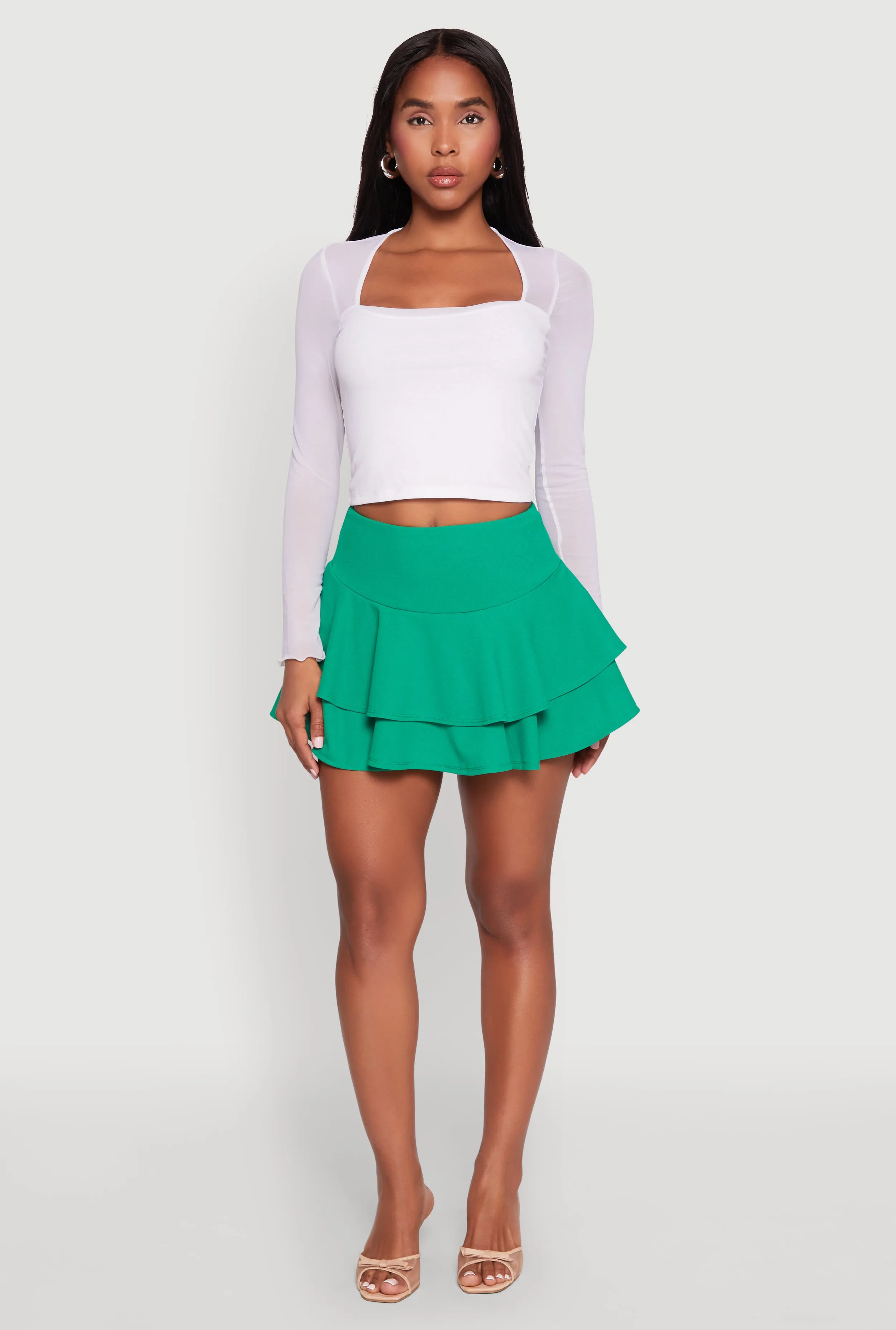 Crepe Knit Mini Tiered Skort sold by Rainbow product image thumbnail 2