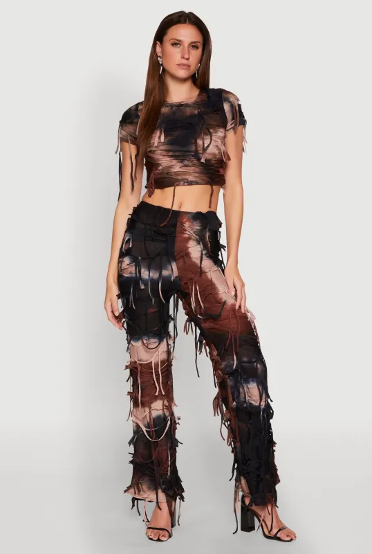 Tie Dye Distressed Pants sold by Rainbow