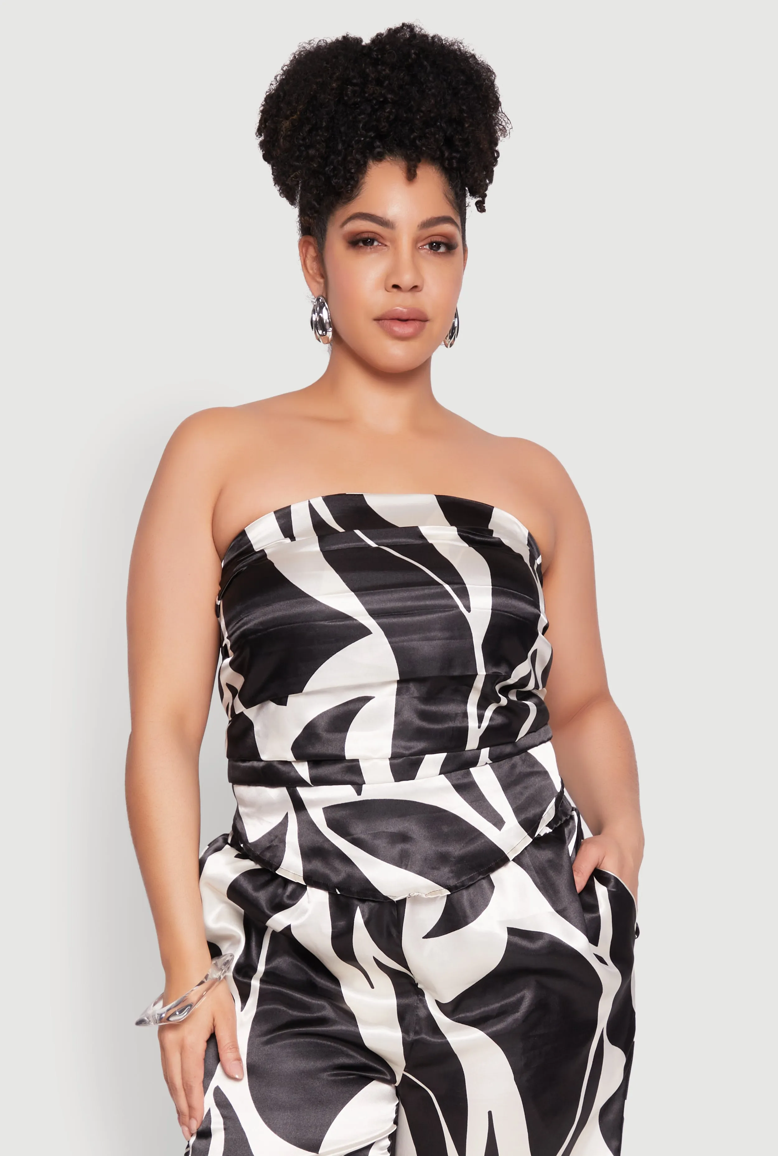 Plus Size Satin Scarf Print Tube Top sold by Rainbow