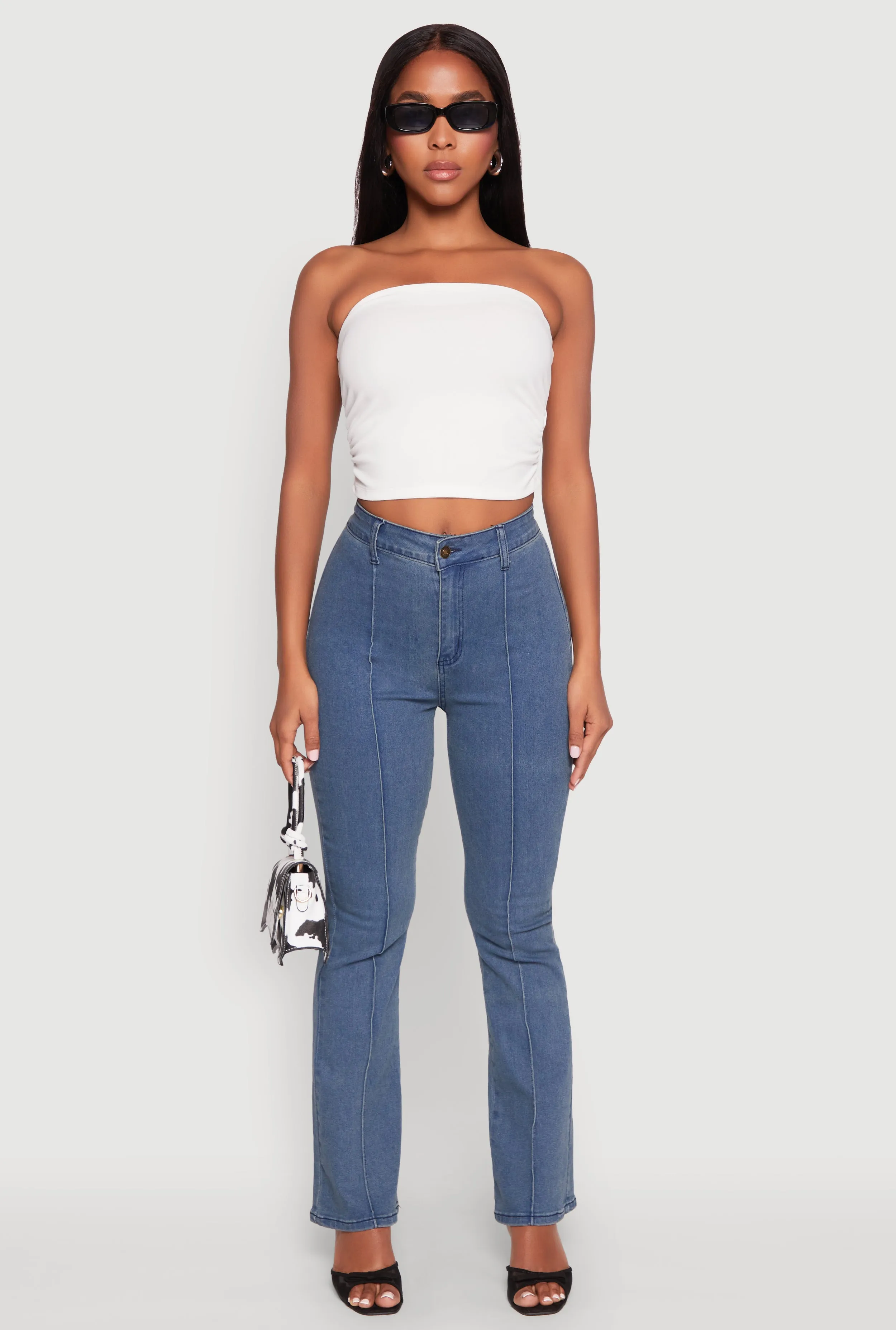 Side Ruched Cropped Tube Top sold by Rainbow