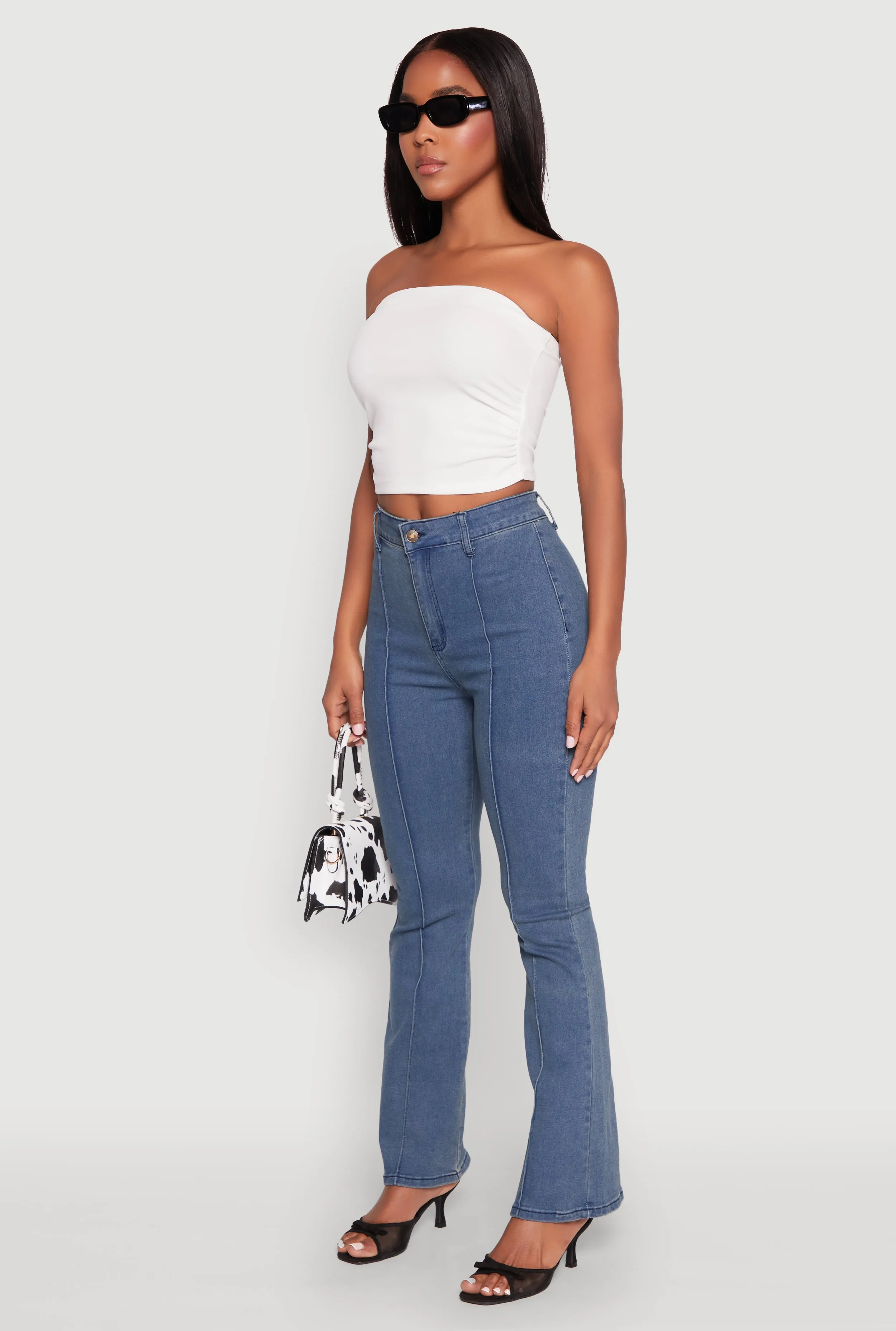 Side Ruched Cropped Tube Top sold by Rainbow product image thumbnail 5