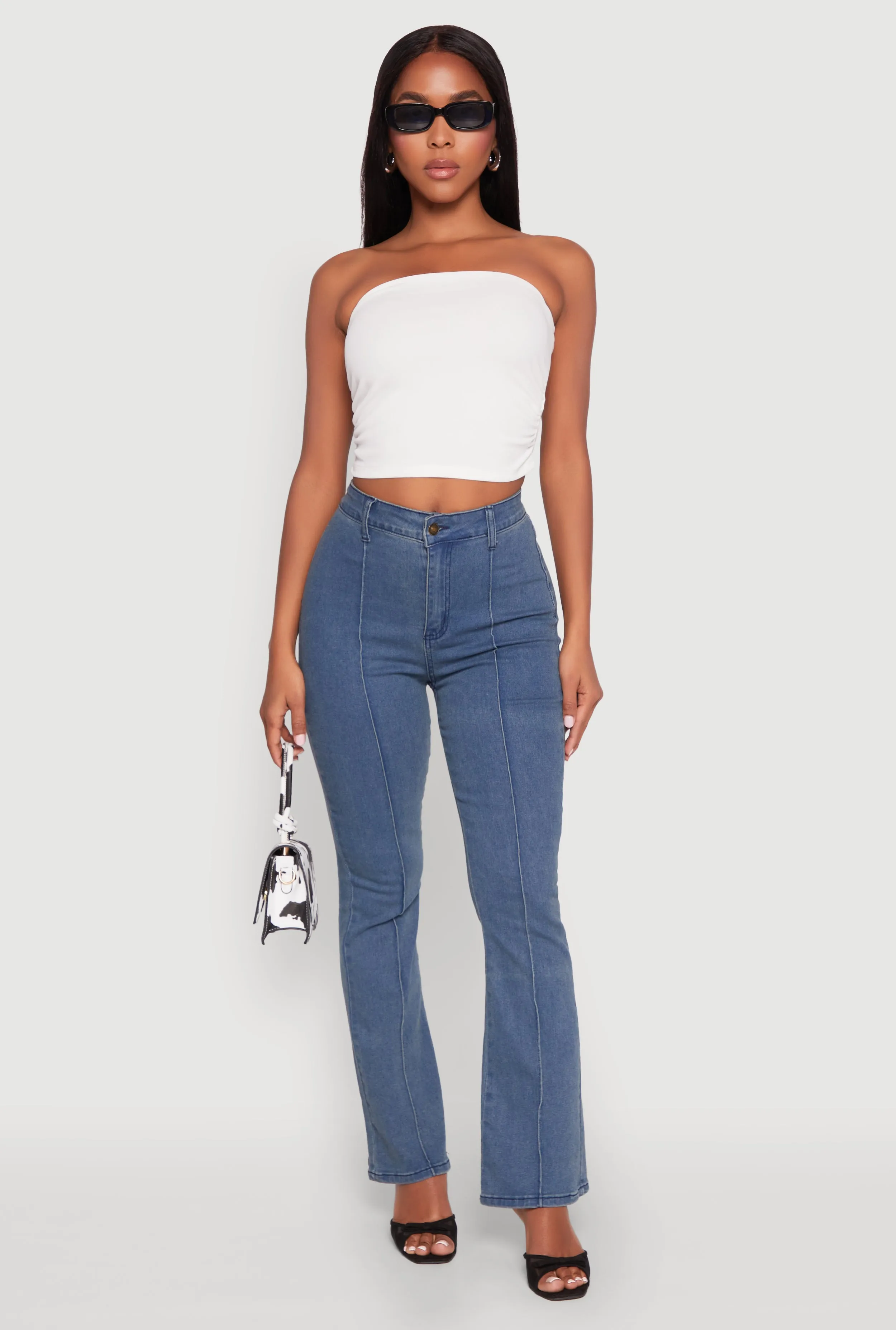 Side Ruched Cropped Tube Top sold by Rainbow product image thumbnail 3