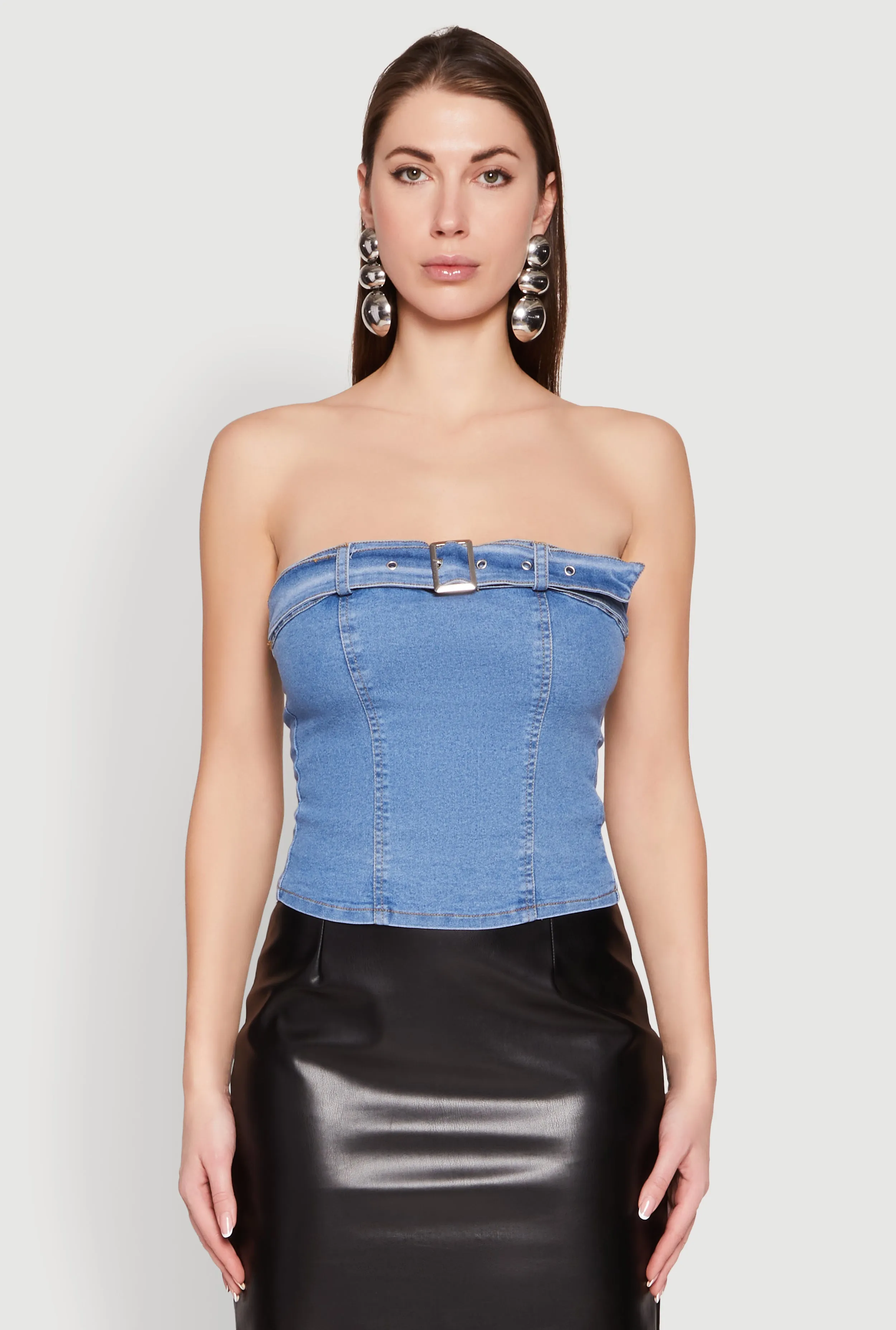 Denim Belted Front Tube Top sold by Rainbow product image thumbnail 2