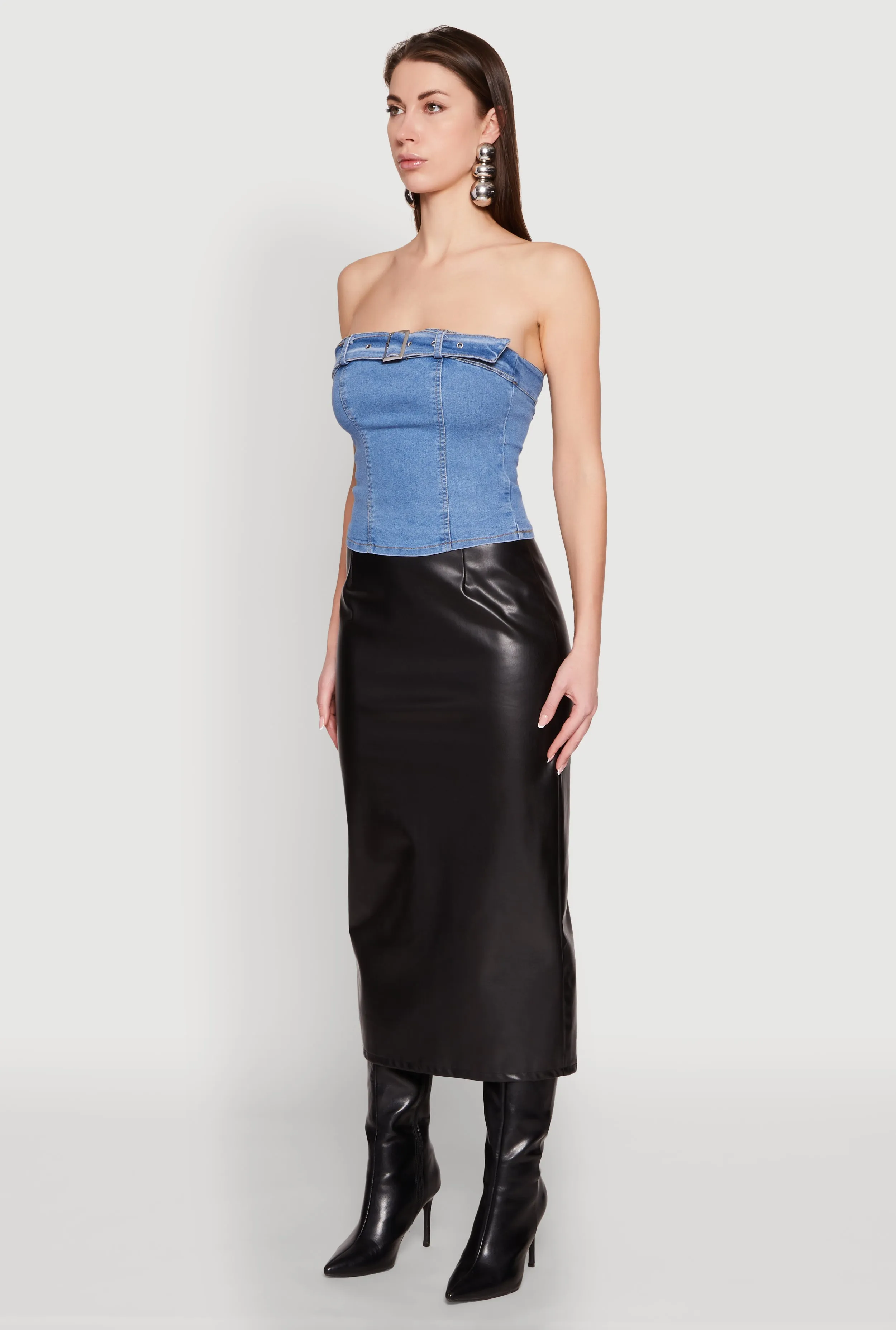 Denim Belted Front Tube Top sold by Rainbow product image thumbnail 5