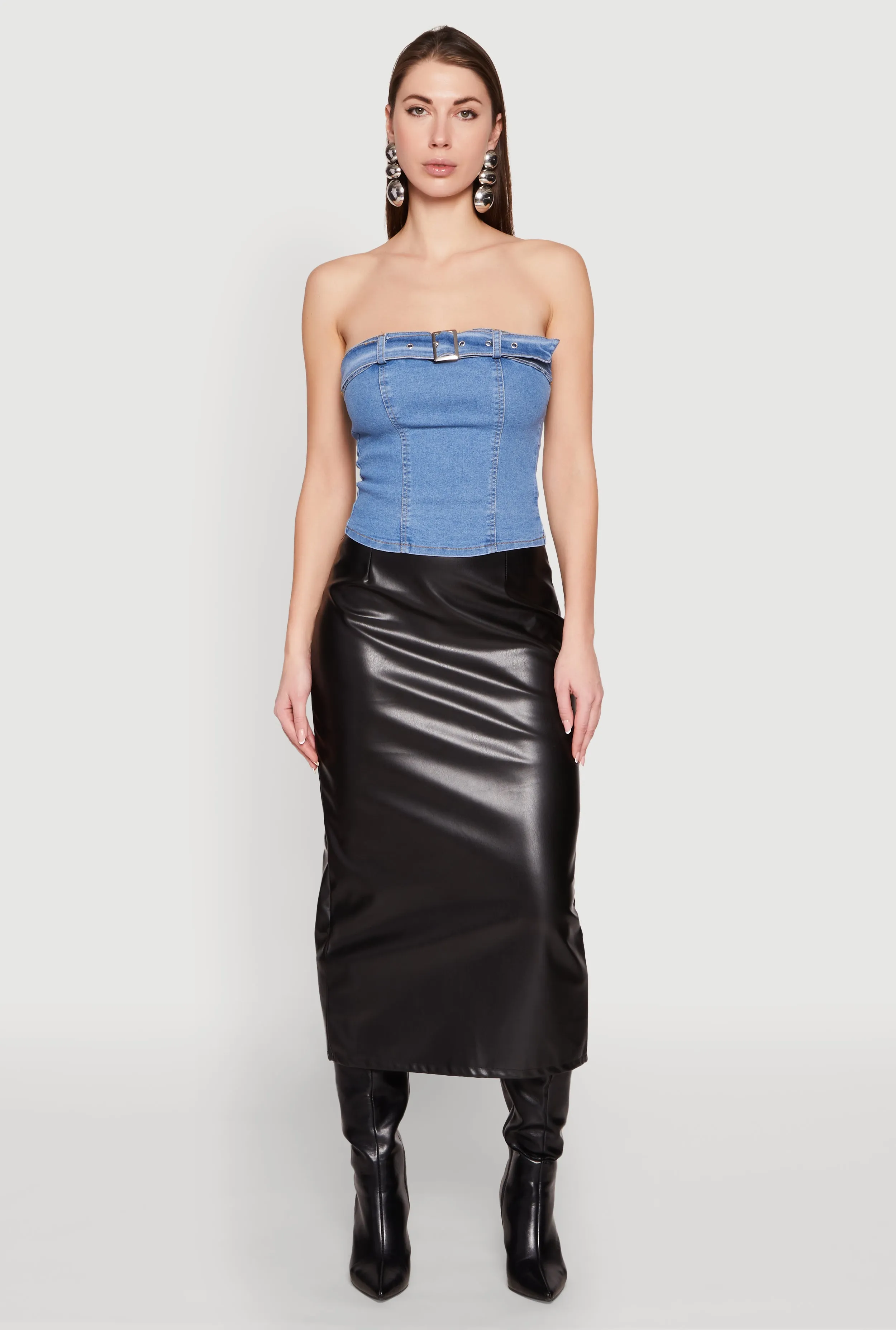 Denim Belted Front Tube Top sold by Rainbow product image thumbnail 3
