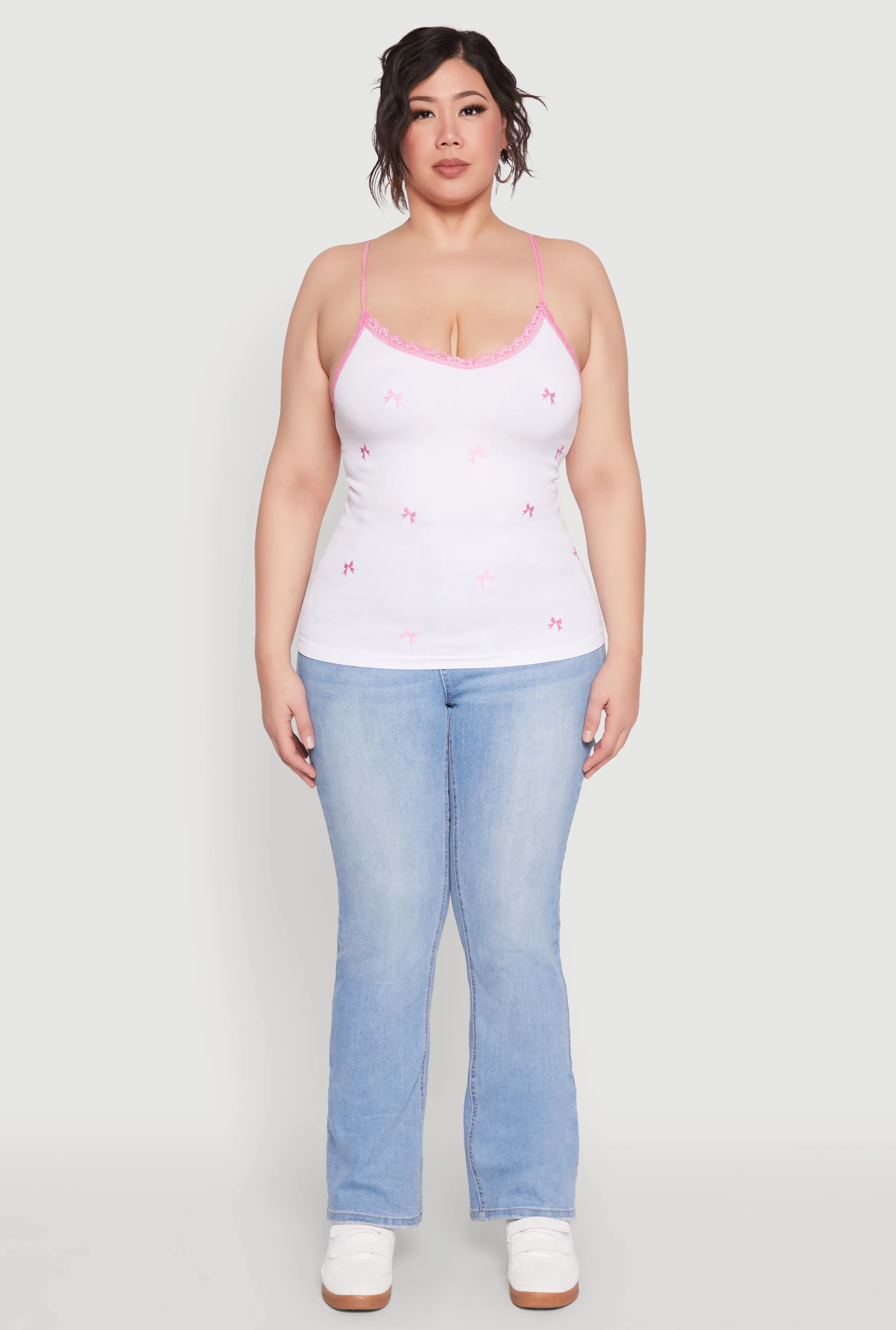 Plus Size Bow Embroidered Lace Trim Cami sold by Rainbow product image thumbnail 3