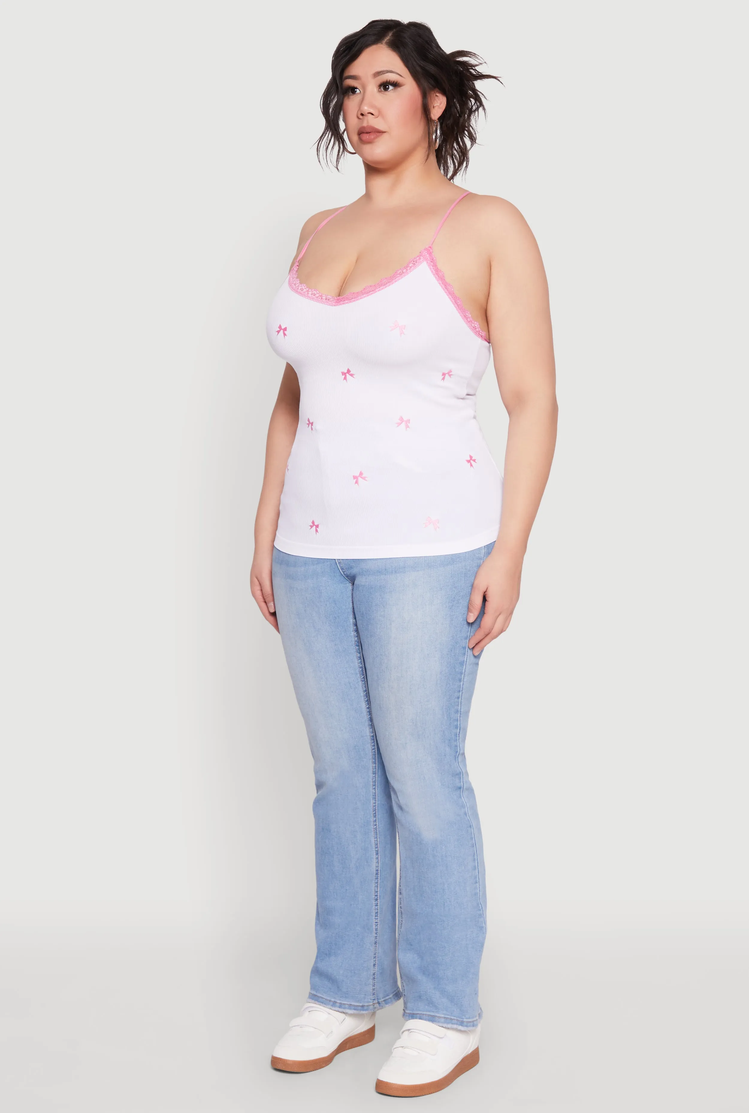 Plus Size Bow Embroidered Lace Trim Cami sold by Rainbow product image thumbnail 5