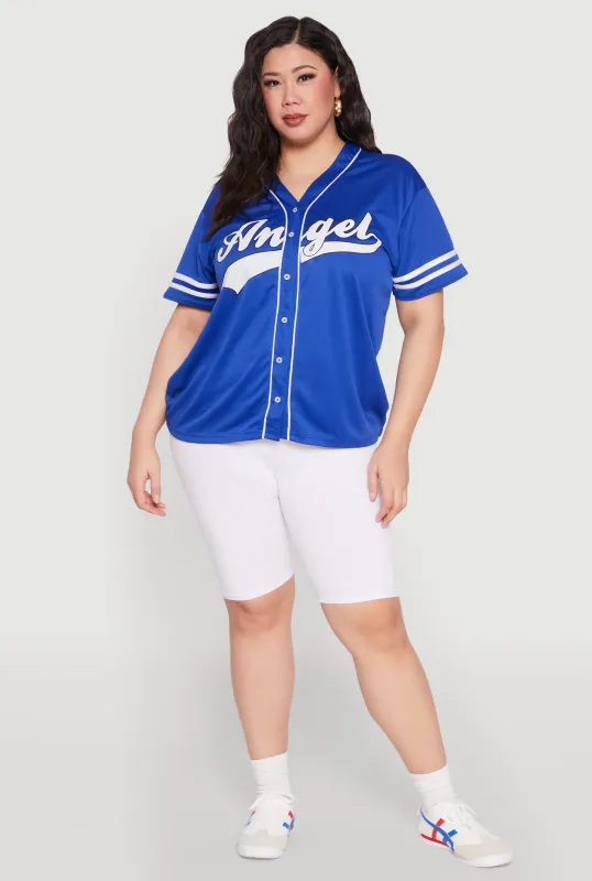 Plus Size Angel Graphic Baseball Tee sold by Rainbow