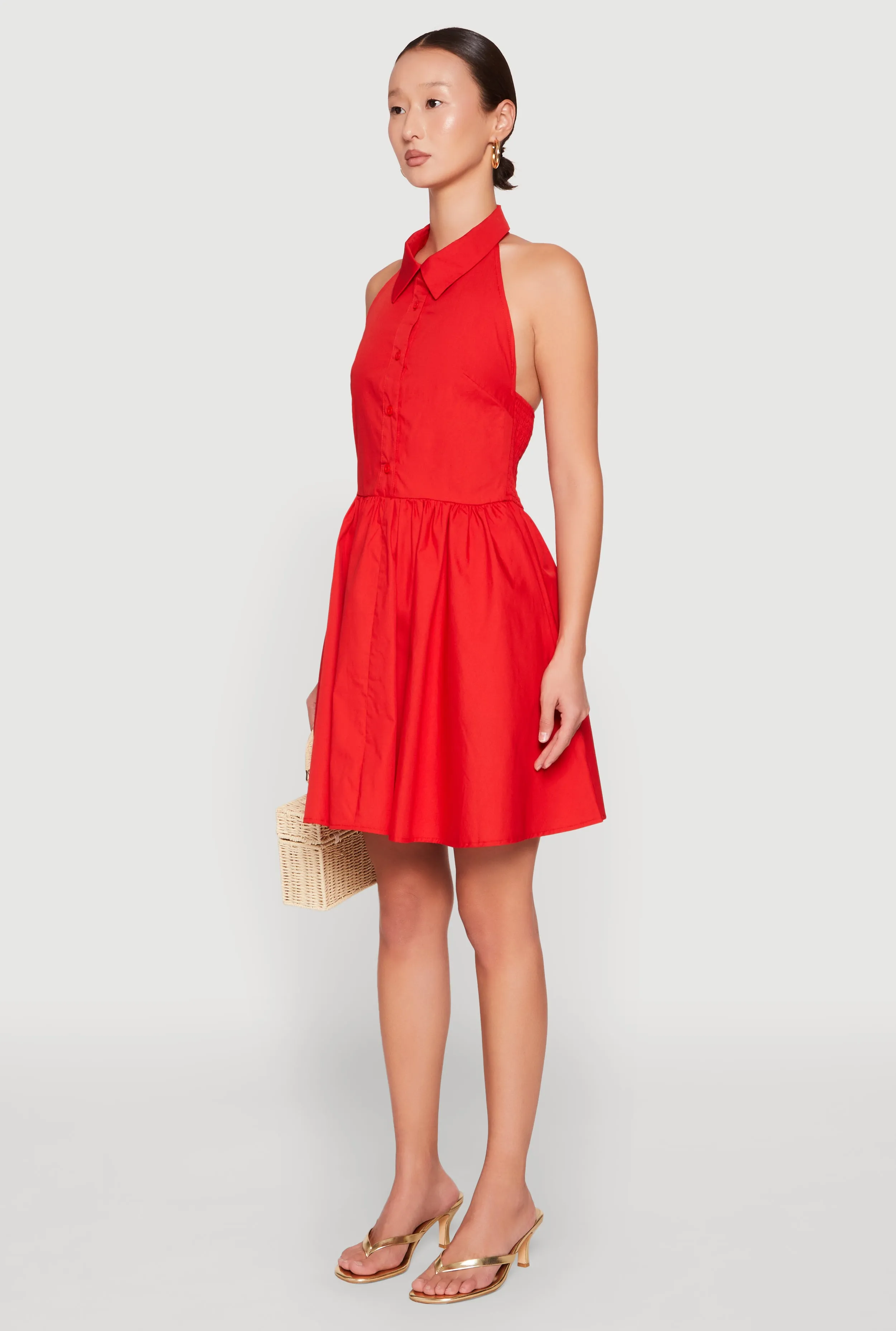 Halter Button Front Skater Dress sold by Rainbow product image thumbnail 3