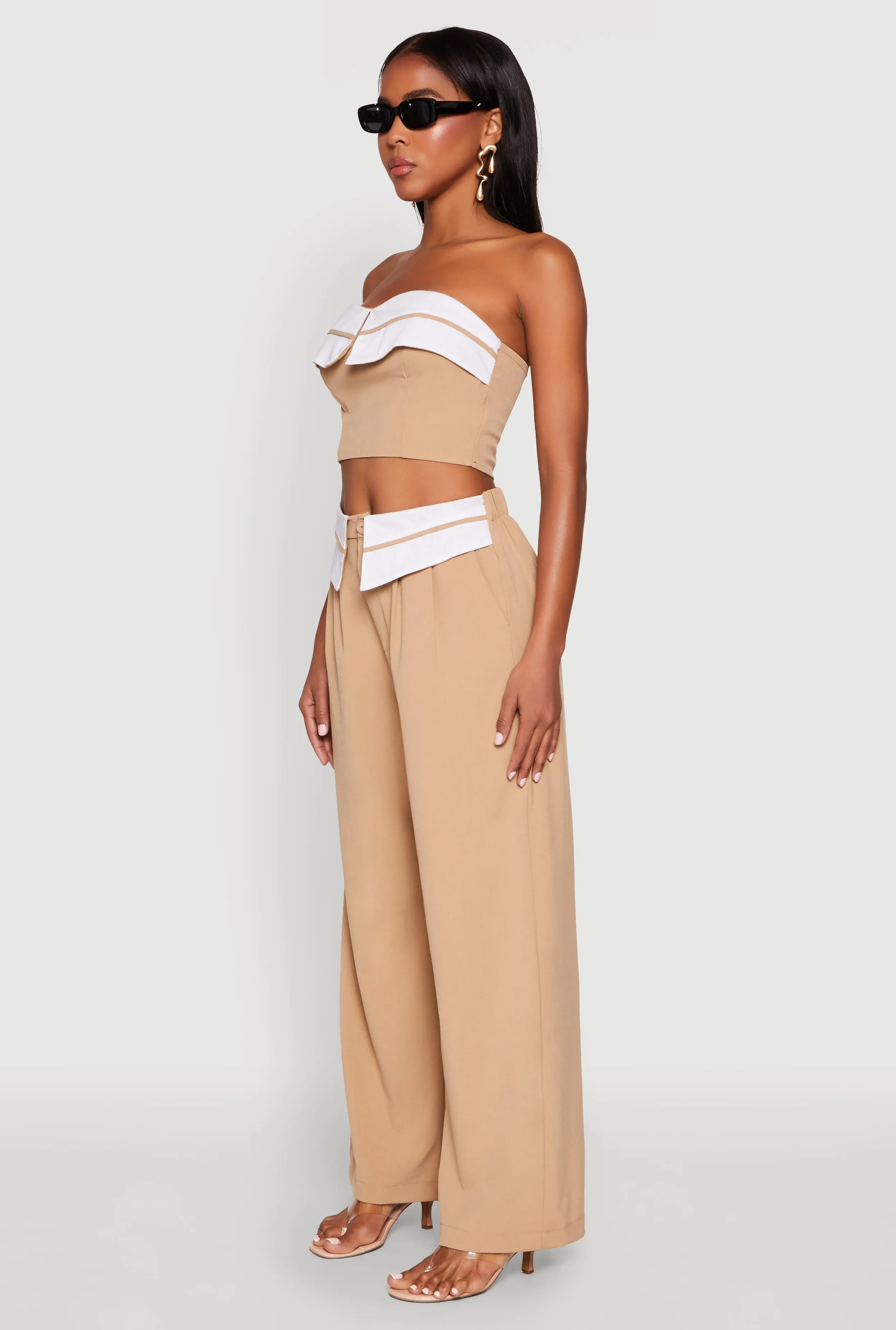 Contrast Trim Fold Over Crop Top sold by Rainbow product image thumbnail 5