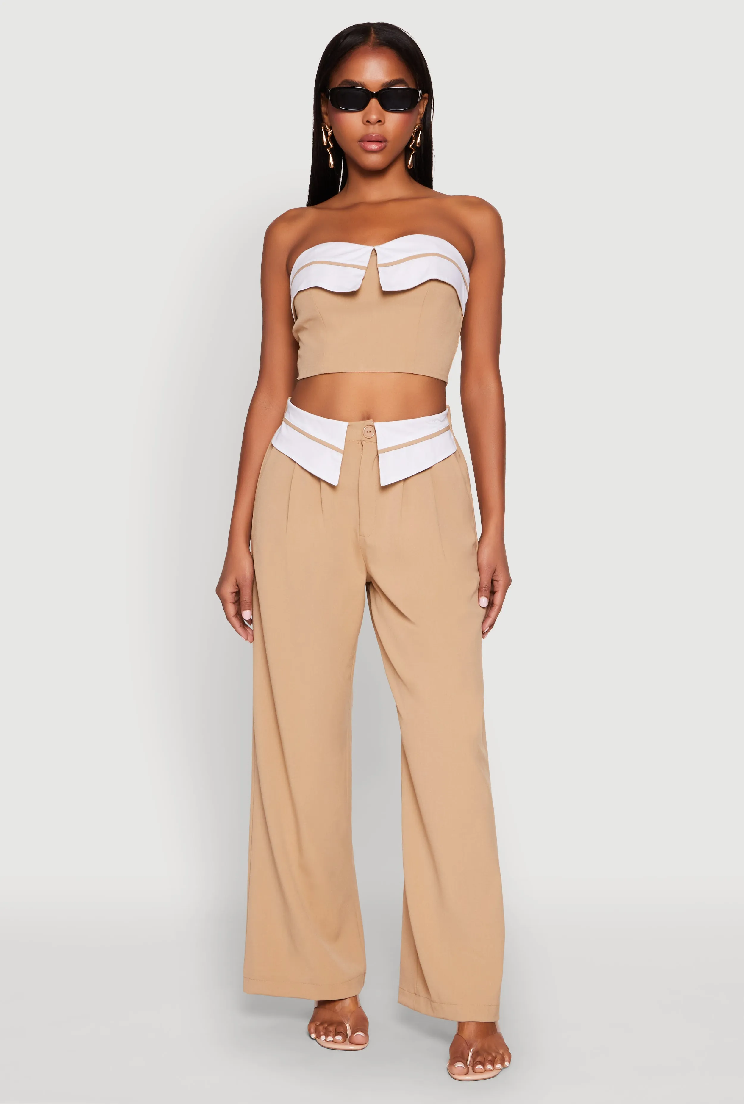 Contrast Trim Fold Over Crop Top sold by Rainbow product image thumbnail 3