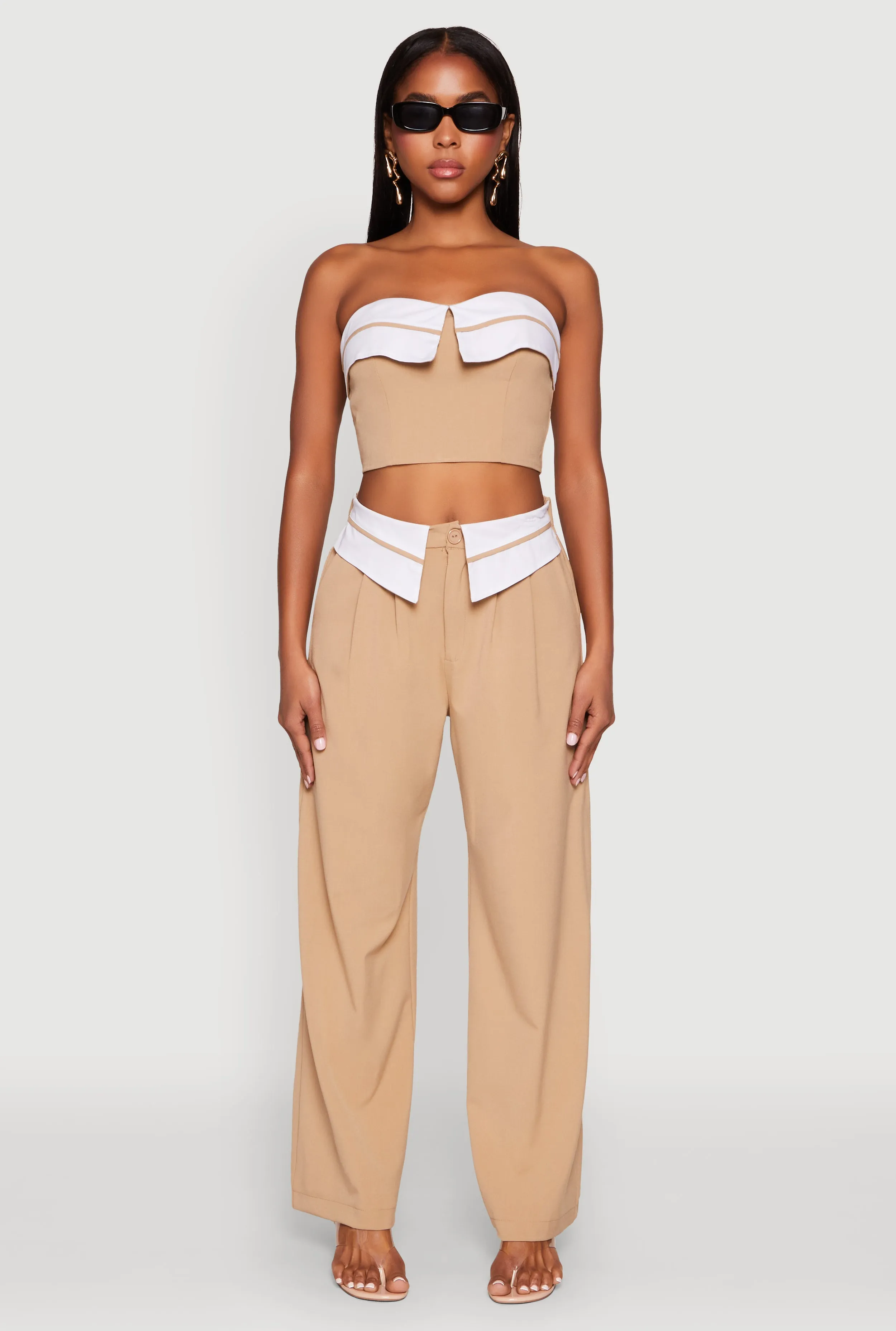 Contrast Trim Fold Over Crop Top sold by Rainbow product image thumbnail 2