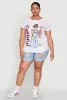 Plus Size Ruched Sequin Faithful Graphic Tee sold by Rainbow